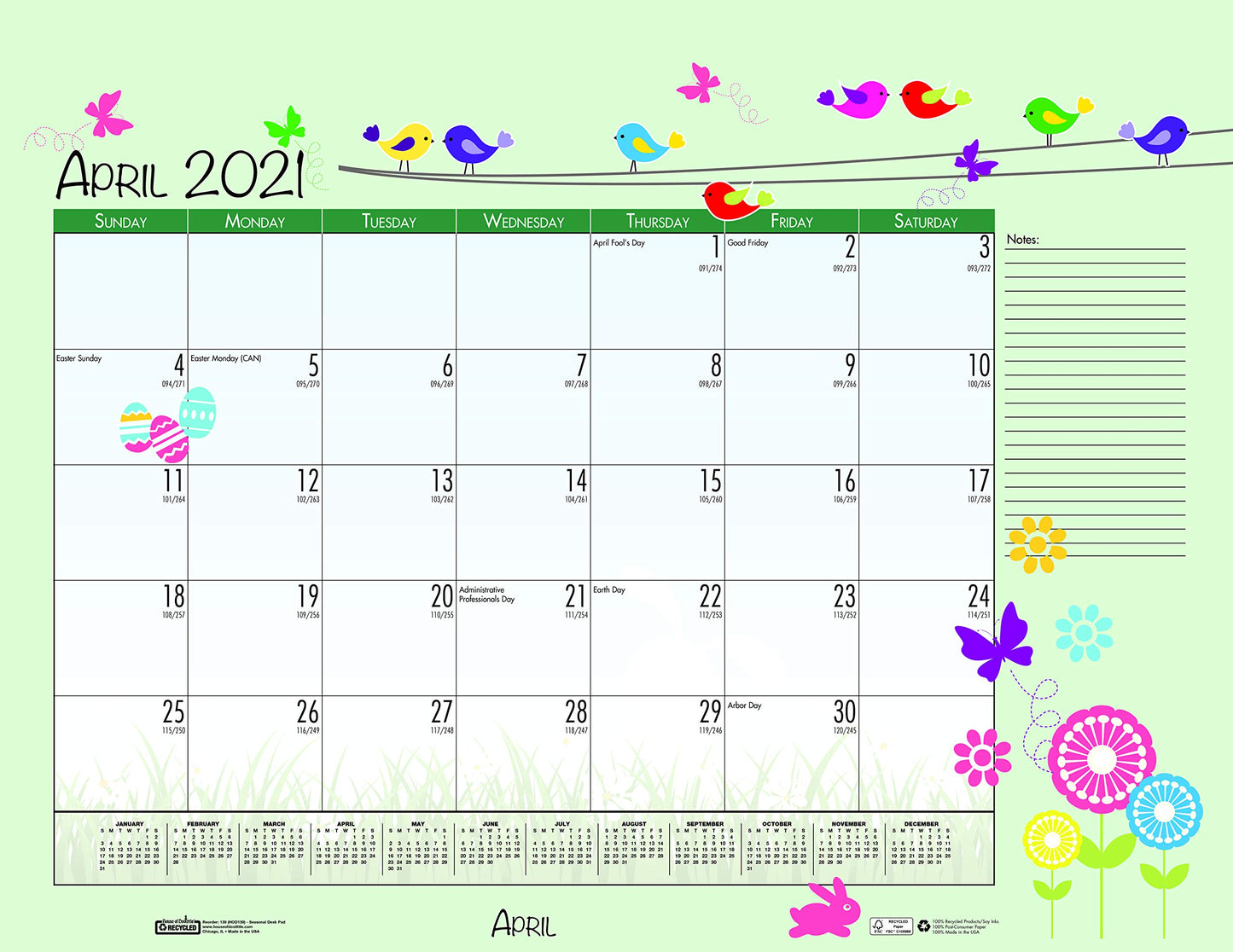 House of Doolittle 2021 Monthly Seasonal Desk Pad Calendar, 18.5 x 13 Inches, January - December
