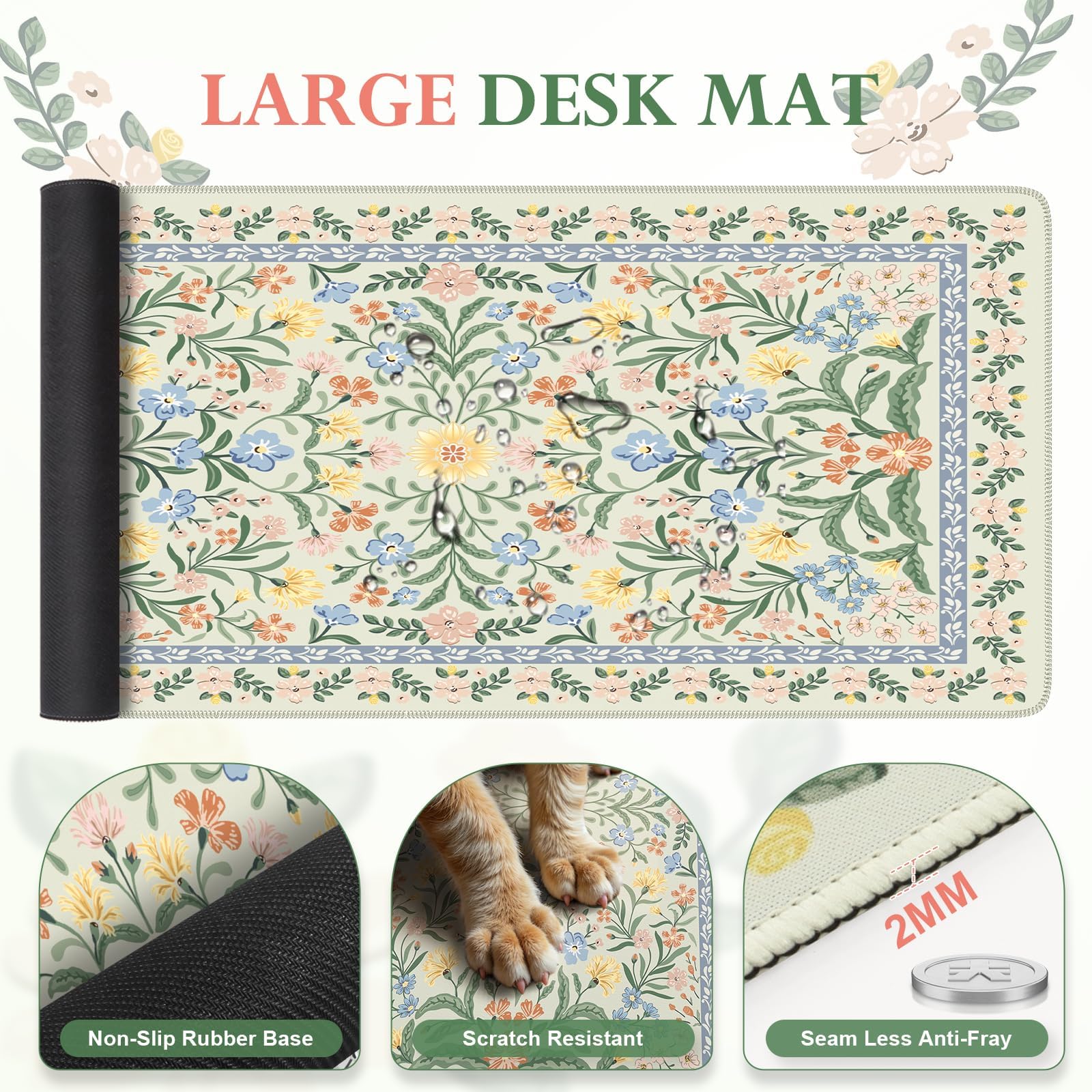 iLeadon Computer Desk Mat, Mouse Pad and Keyboard Wrist Rest Set