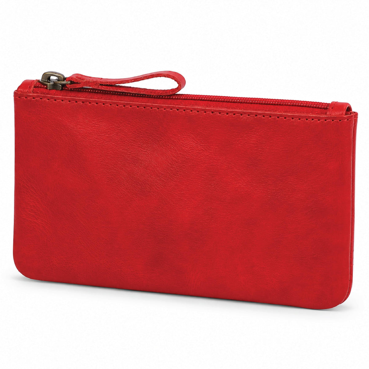 TheAntiq Red Genuine Leather Pencil Case for Men & Women - Small Pen Case (8" x 4" Inch), Coin