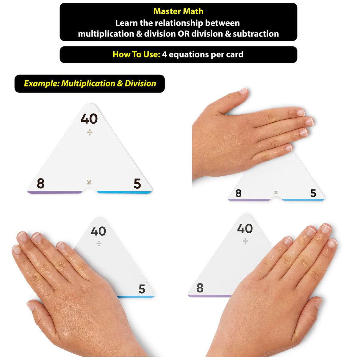 Award-Winning Triangle Math Flash Cards – 752 Facts (Add, Subtract, Multiply & Divide) – Grades K–6