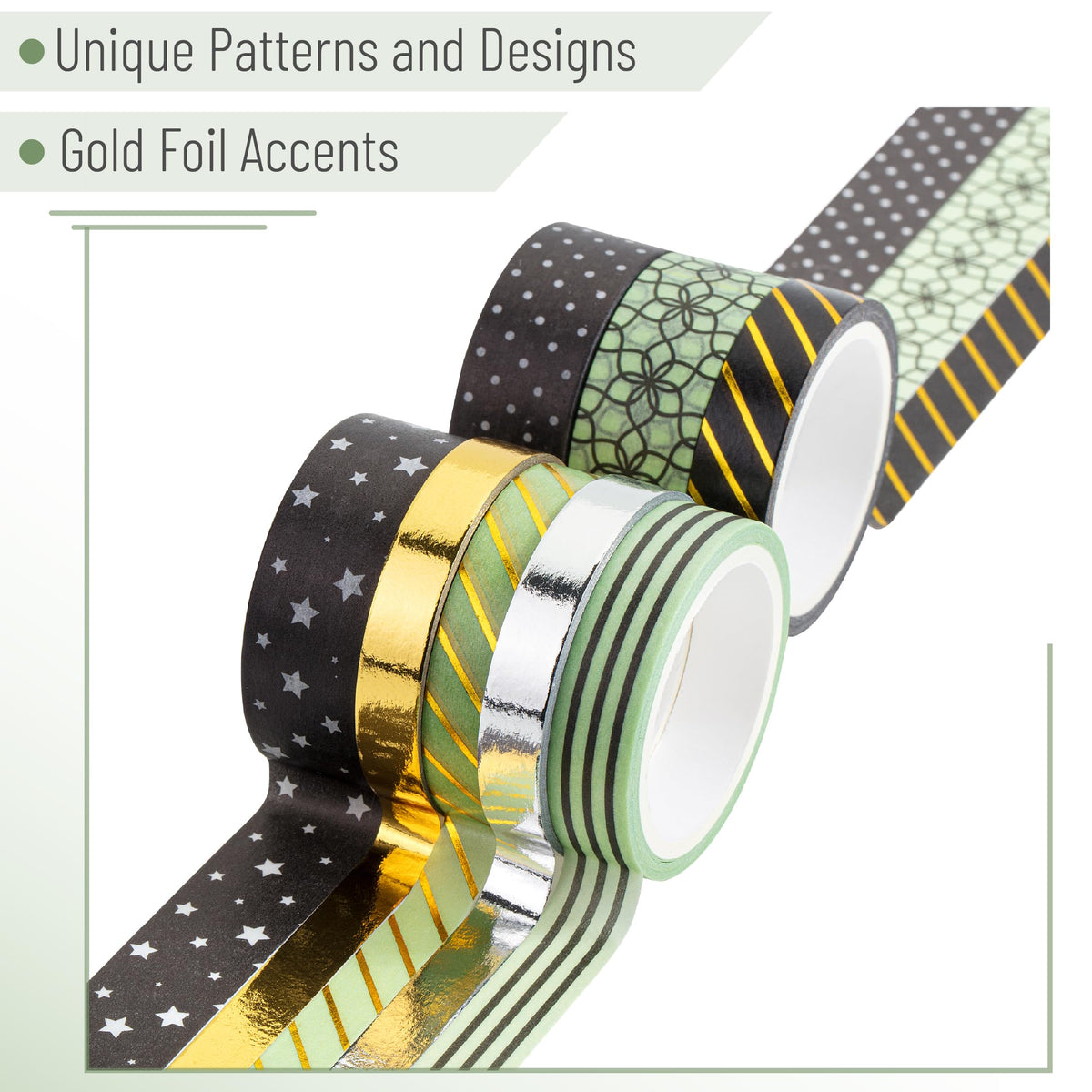 Mr. Pen- Washi Tape Set, 8 Rolls, Assorted Sizes, 5 Yards/Roll