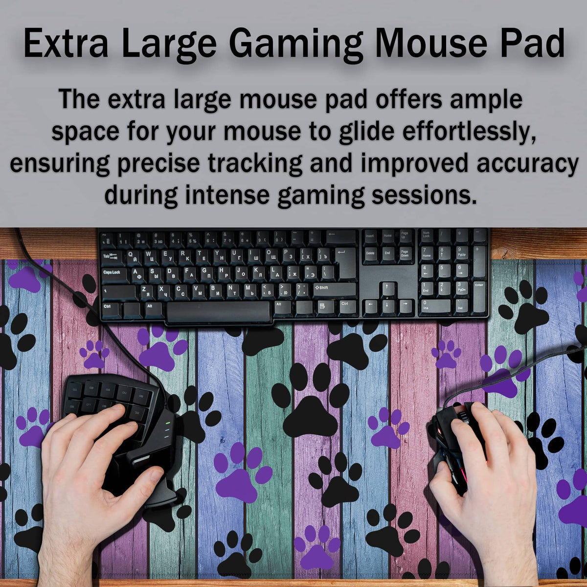 Samgula Gaming Mouse Pad Black and Purple, Big Mouse Pads Computer Desk Mat, Work Table Mat