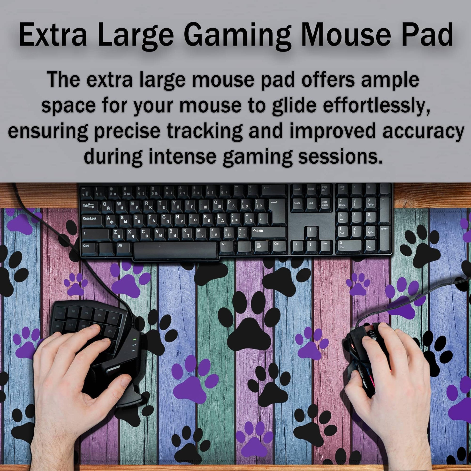 Samgula Gaming Mouse Pad Black and Purple, Big Mouse Pads Computer Desk Mat, Work Table Mat