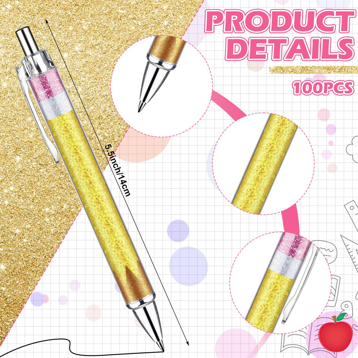 Motipuns 100 Pcs Teacher Pen Bulk Christmas Teacher Appreciation Gifts Bulk
