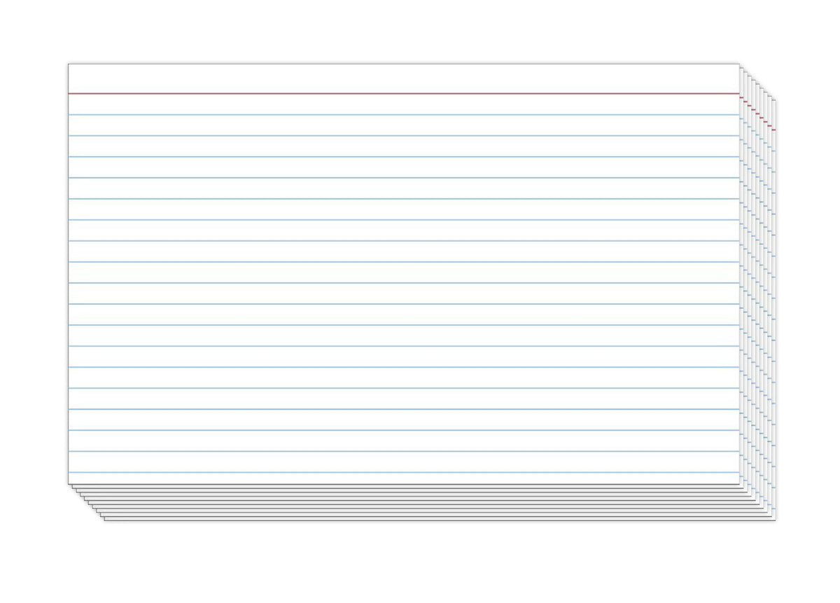 Ruled Index Cards, On 100lb. Heavyweight Thick White Cover Stock. "100 per pack" (4 x 6)