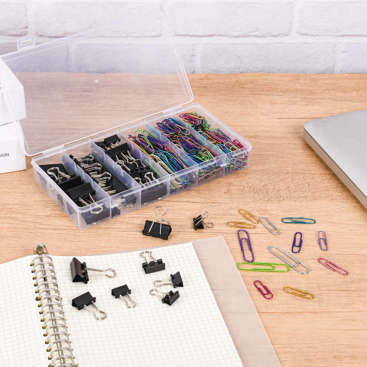 Colored Paper Clips and Black Binder Clips for Office Home School Supplies