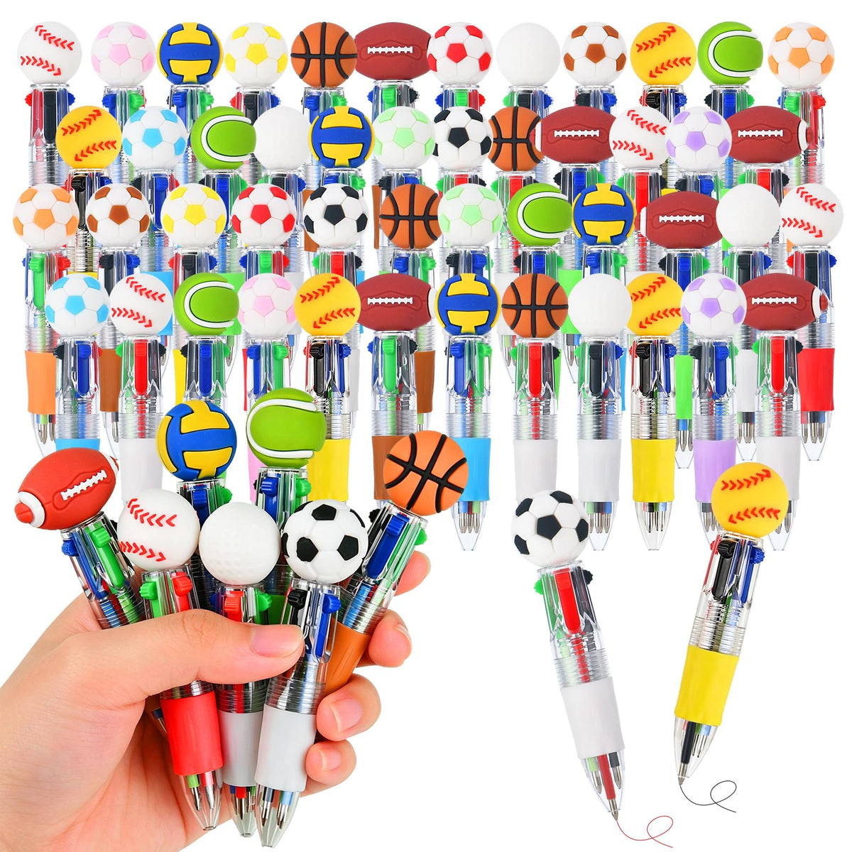 Zhirlyn Sports Party Favors Sports Pens Mini Multicolor Pen in One Cute Fun 4-in-1 Pens Bulk Cool