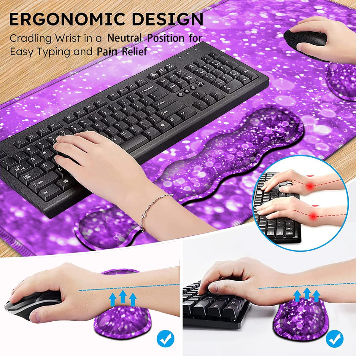 Large Gaming Mouse Pad (31.5x11.8 in), Rubber Base XXL Mousepad with Stitched Edges, Ergonomic