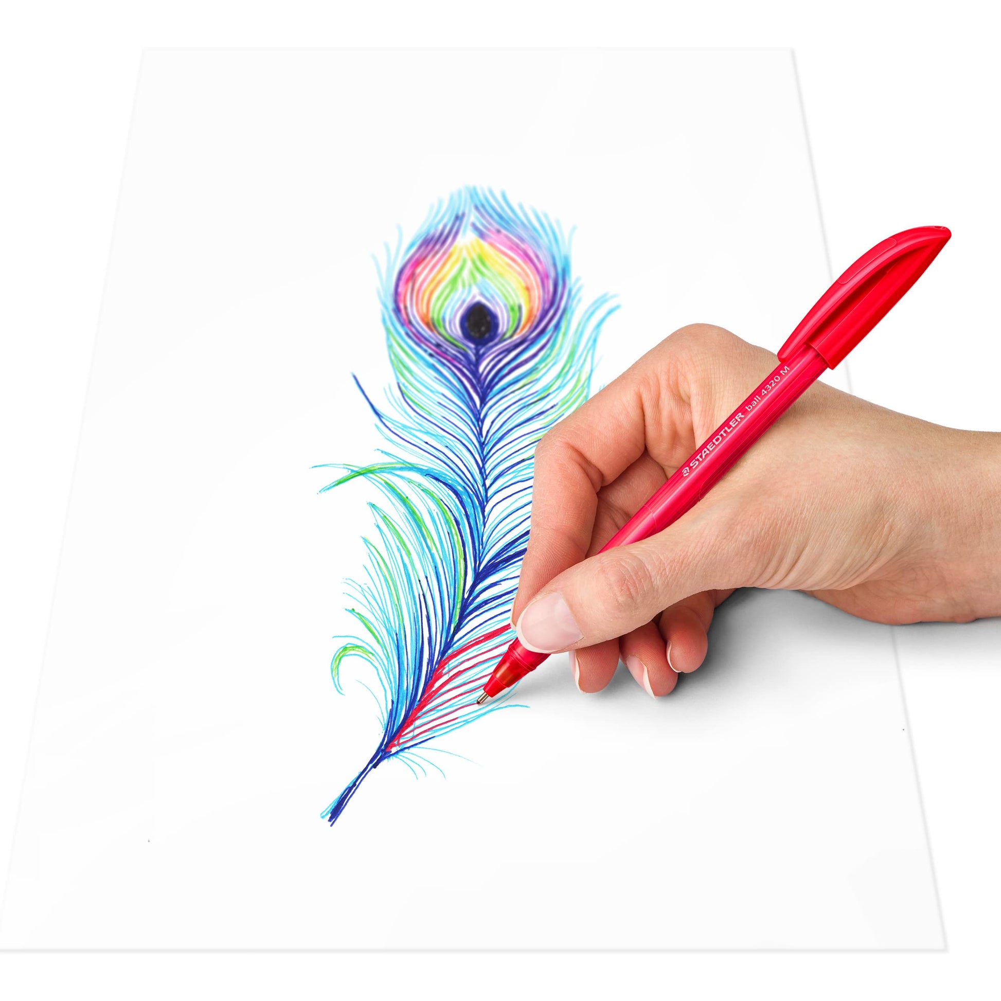 STAEDTLER 4320 MC10 Stick Rainbow Ballpoint Pen - Assorted Colours (Pack of 10)