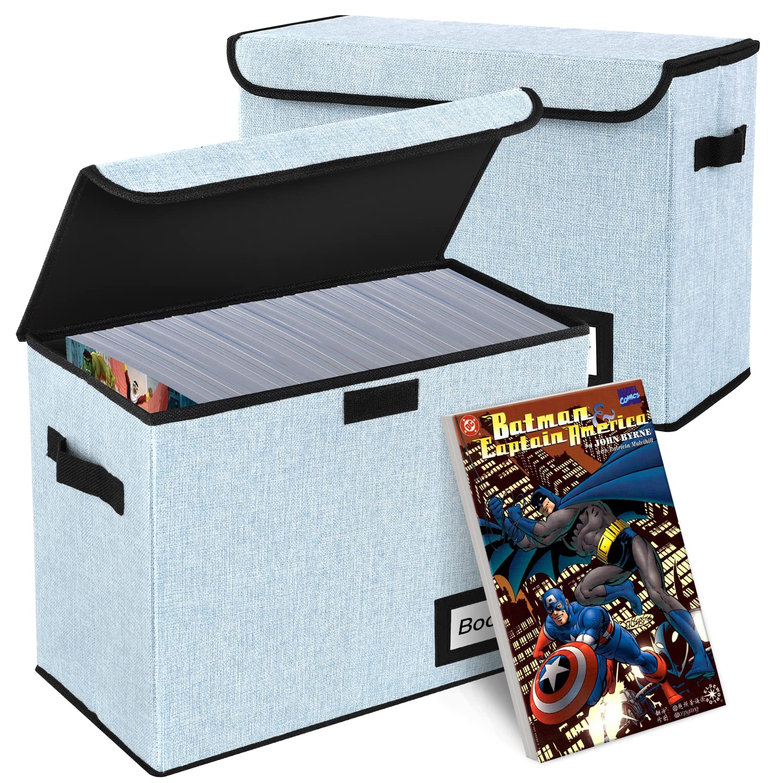 YNSZAS 2 Pack Comic Book Storage Box, Comic Protector Organizer, 15.8" X 7.8" X 11.8", Collapsible