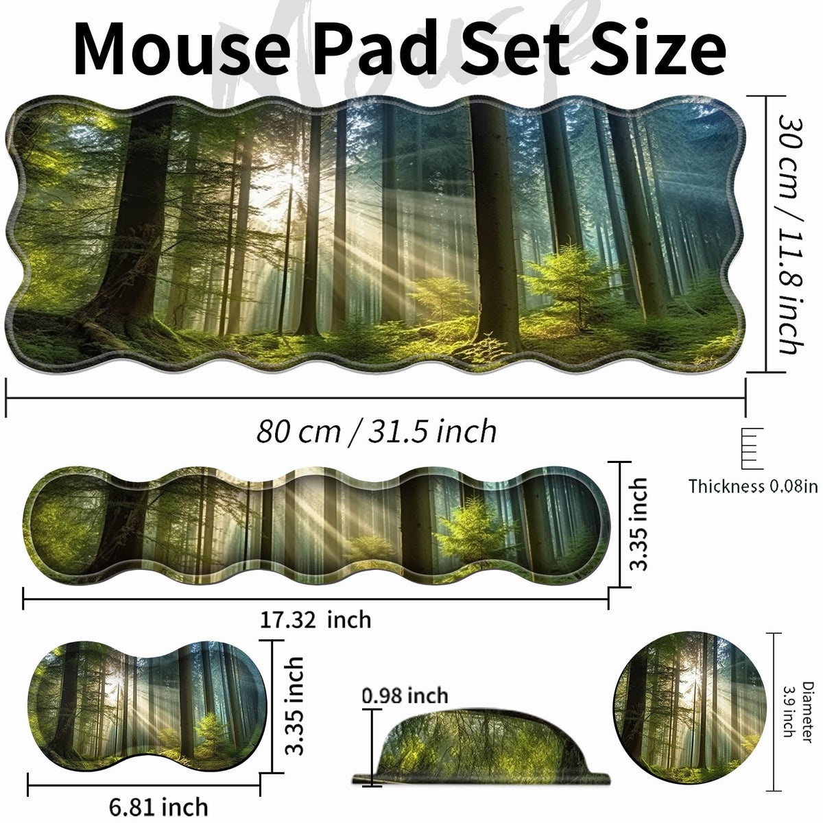 Gaming Mouse Pad Set with Wrist Support, 31.5"x11.8" Large Non-Slip Desk Mat, Ergonomic Keyboard