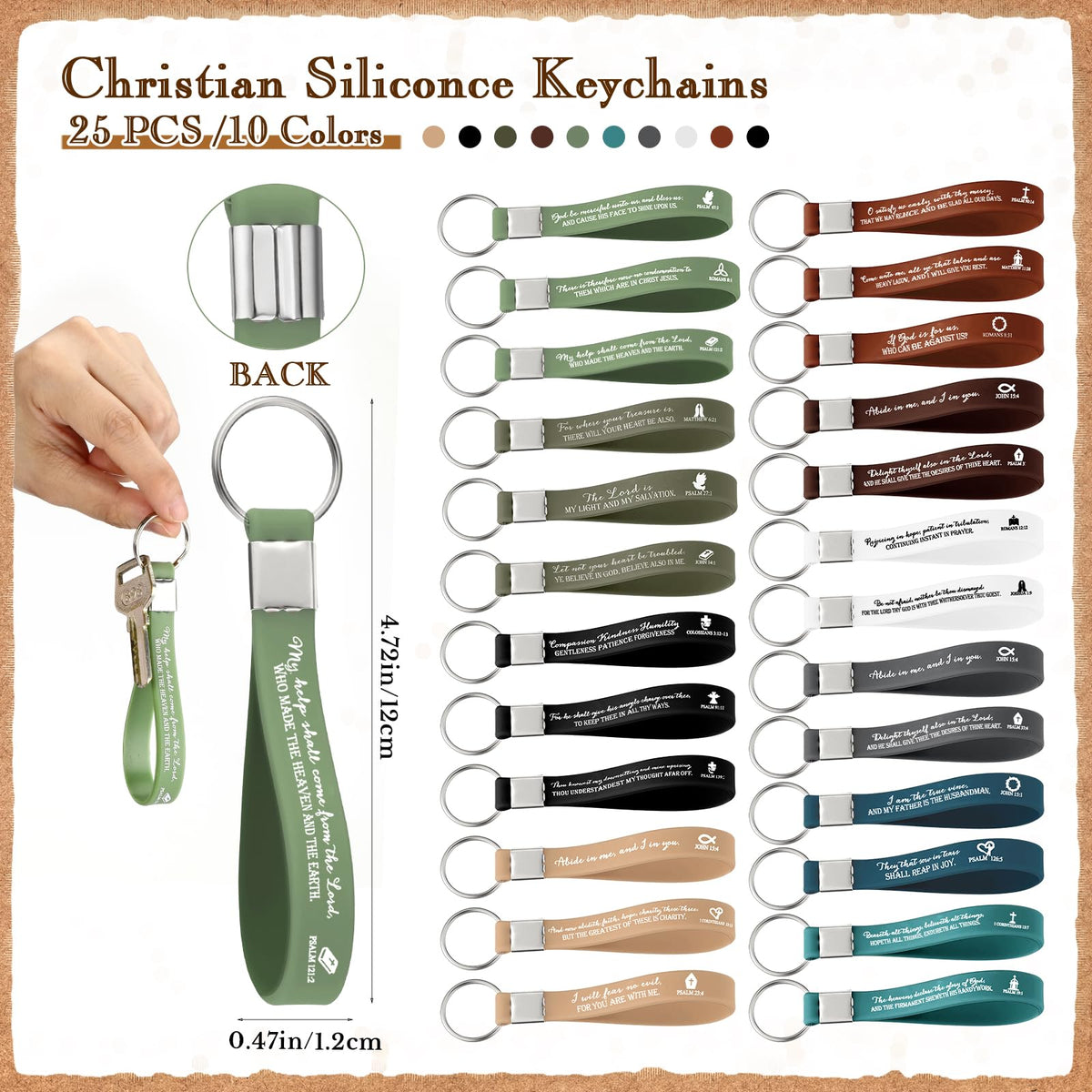 Feifeiya 25 Sets Christian Bulk Pens Bamboo Bible Verse Keychain Bookmark
