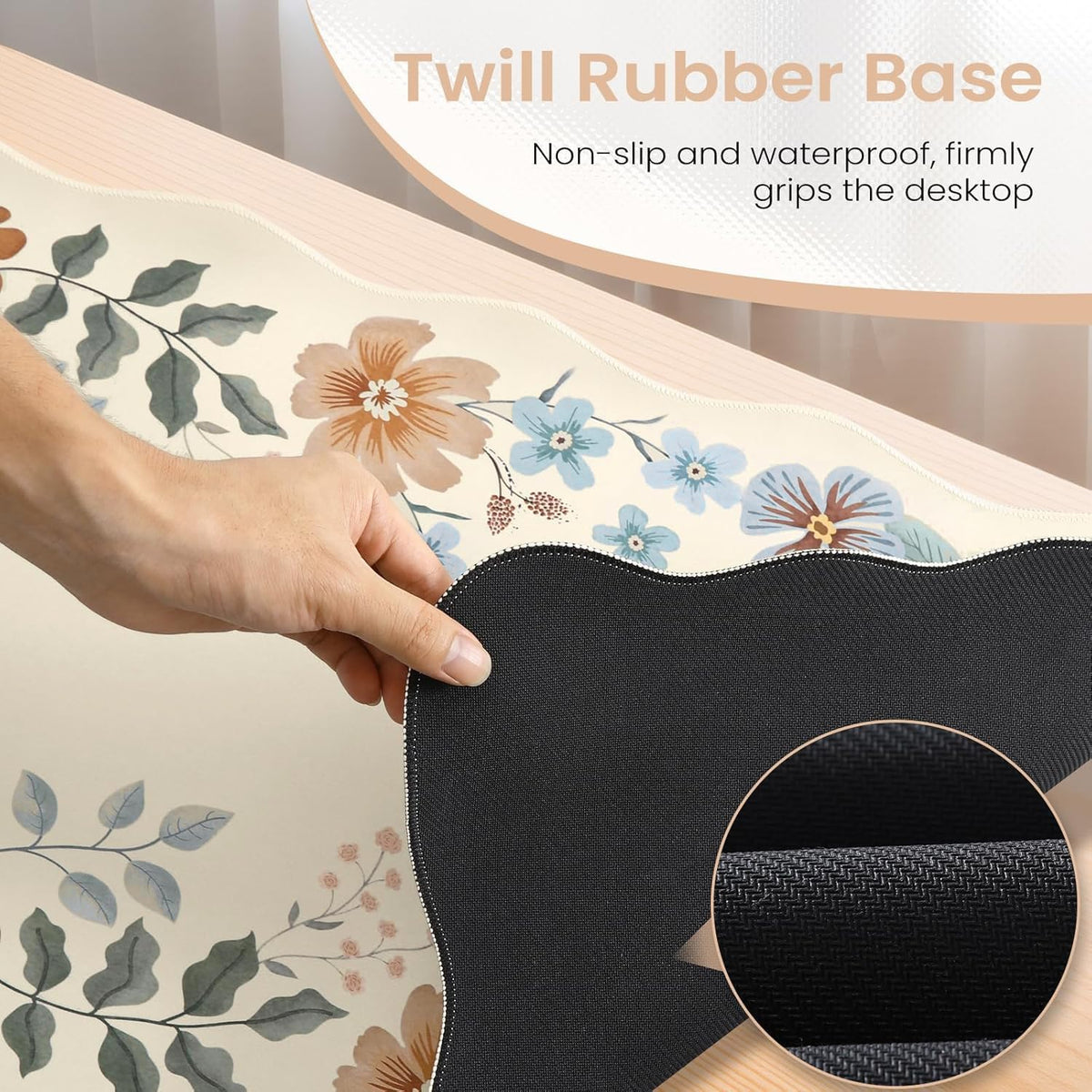 iCasso Desk Mat, Scalloped Desk Matt for Desktop, Cute XXL Large Mouse Pad, Anti-Slip Big Mousepad