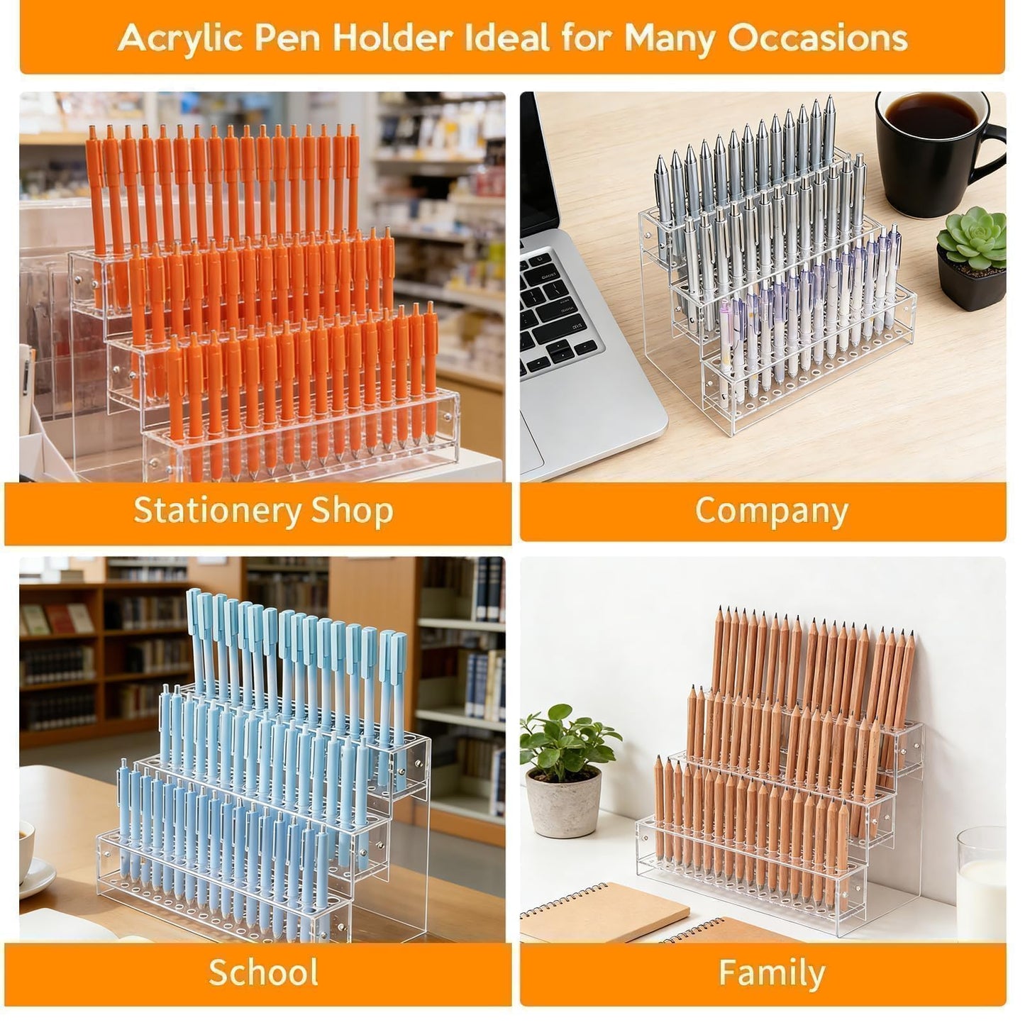 2pcs 144-Slots Pen Holder for Craft Shows,Acrylic Pen Display Stand Holders