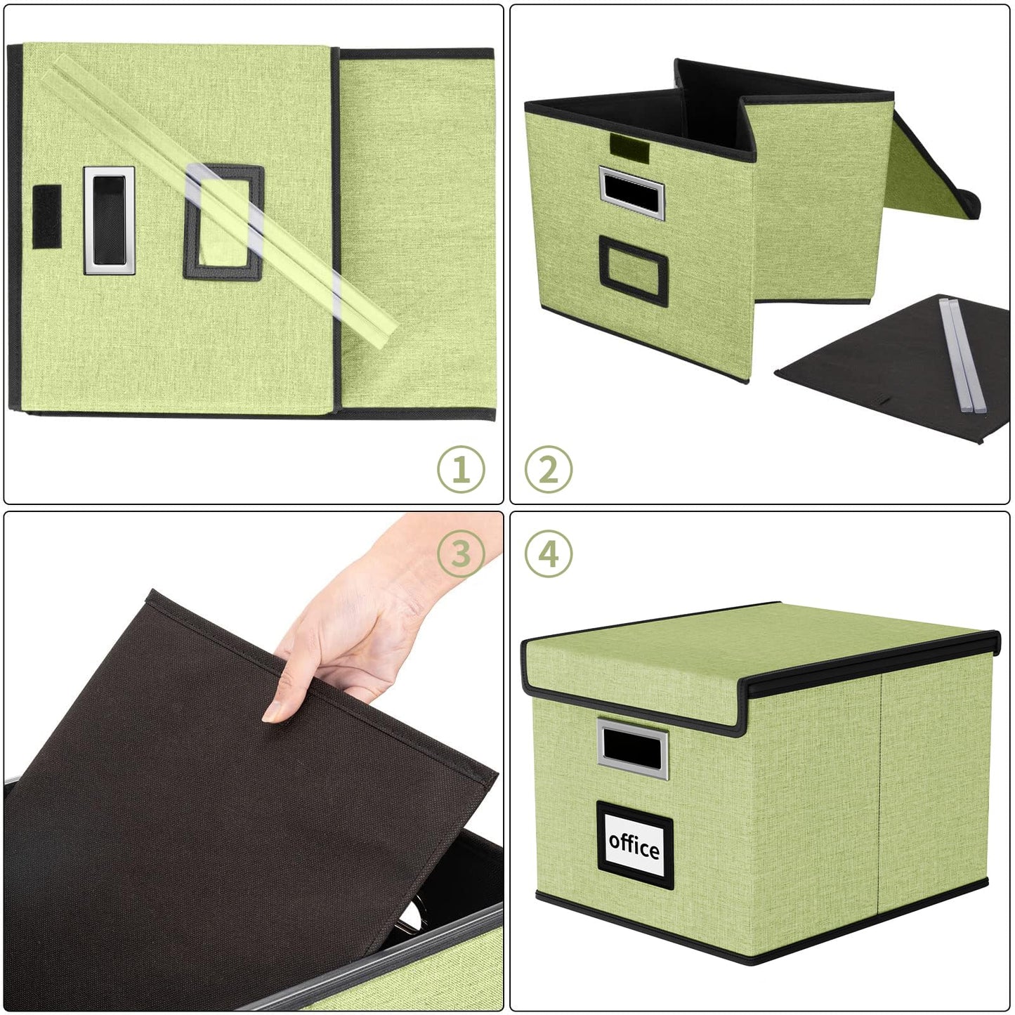 Huolewa File Organizer Box with Lids, Collapsible File Folder Organizer