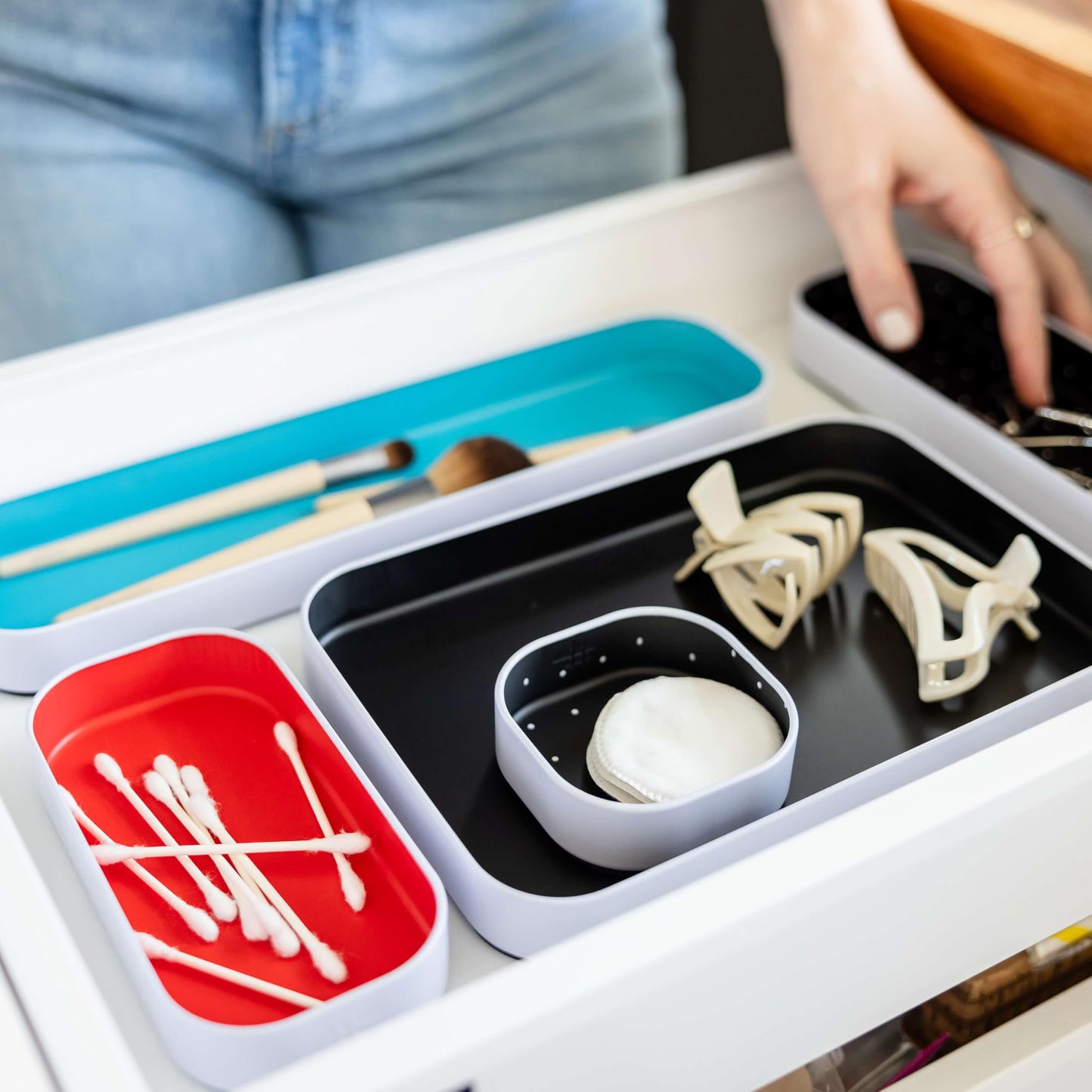 Three by Three Seattle Metal Drawer Organizer Tray Set, 10-Pc, 1" (Multi)
