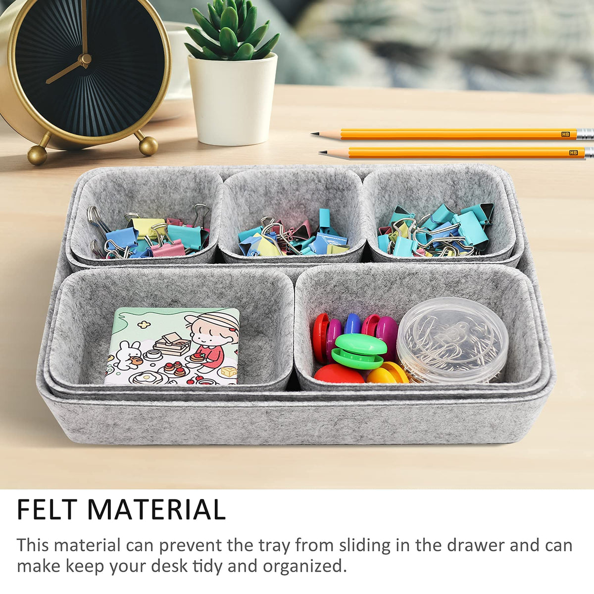 Newthinking Desk Drawer Organizer Trays, 8 Pack Square Storage Box Stackable Dividers, Save Desk