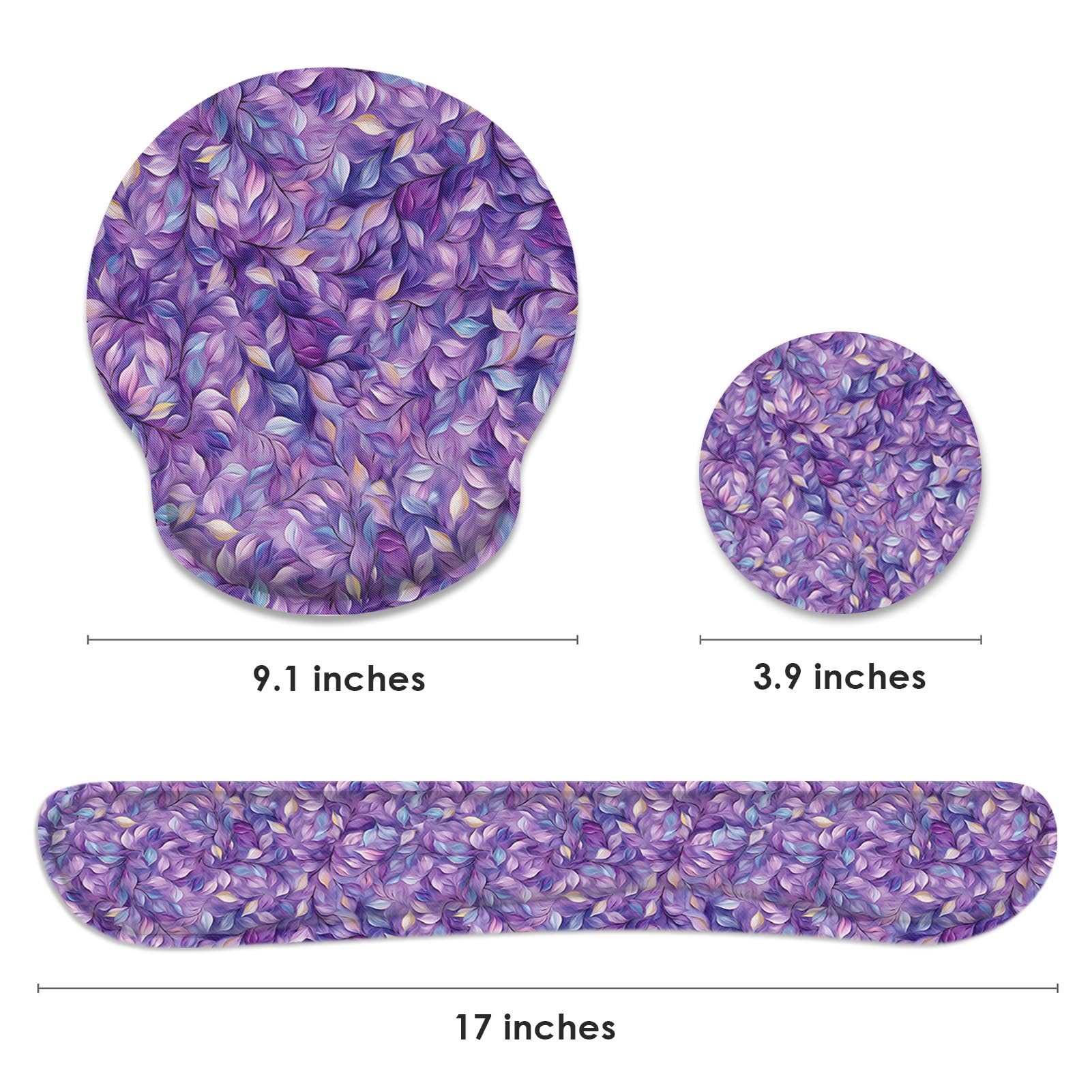 Britimes Ergonomic Mouse Pad Set with Wrist Rest, Purple Leaves