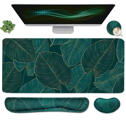 Ergonomic Large Mouse Pad and Keyboard Wrist Rest, Desk Pad for Keyboard and Mouse, 4-in-1 Large