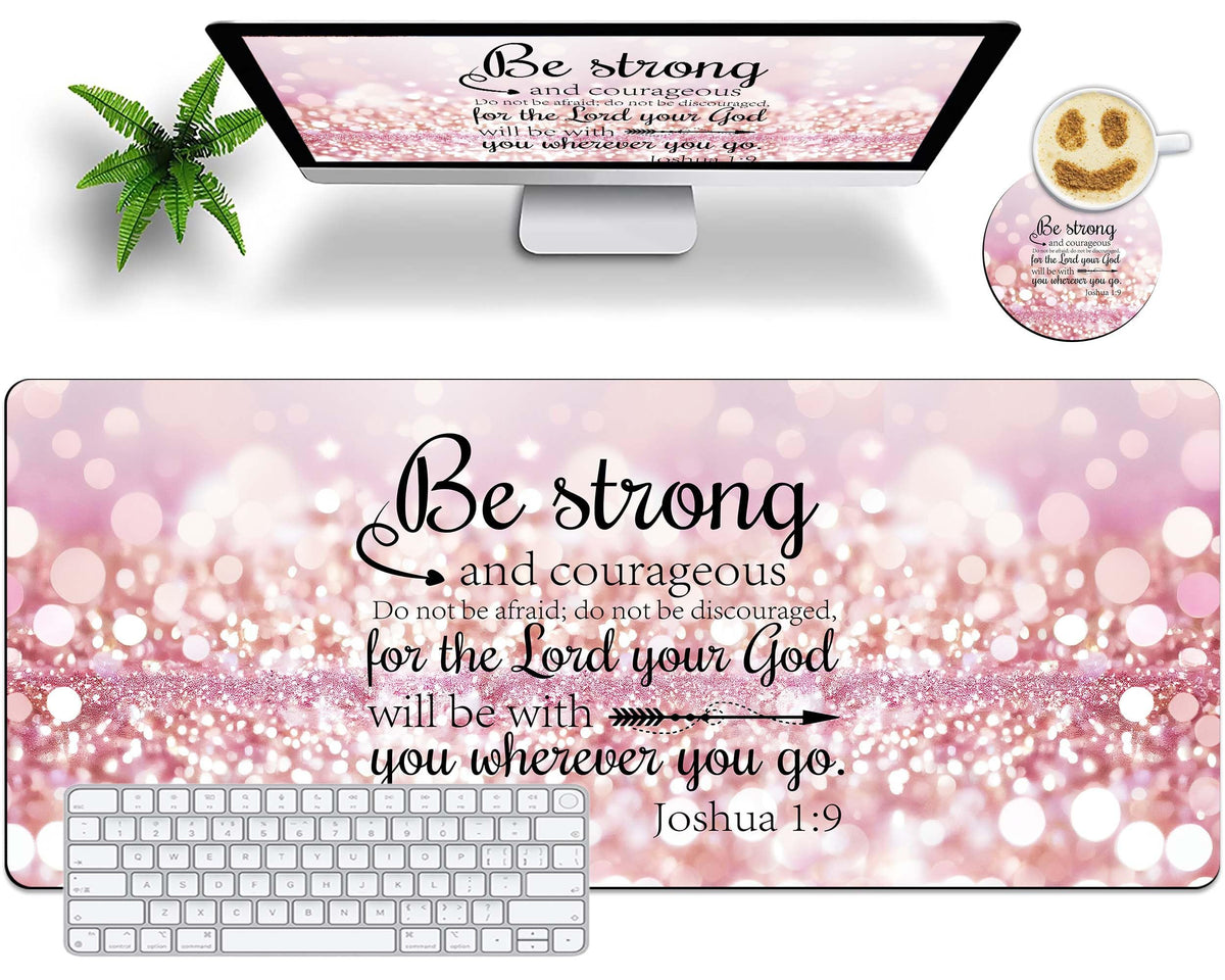 Office Desk Pad Mouse Mat with Coaster 31.5x11.8 Extended Desk Mat, Waterproof Non-Slip Extended
