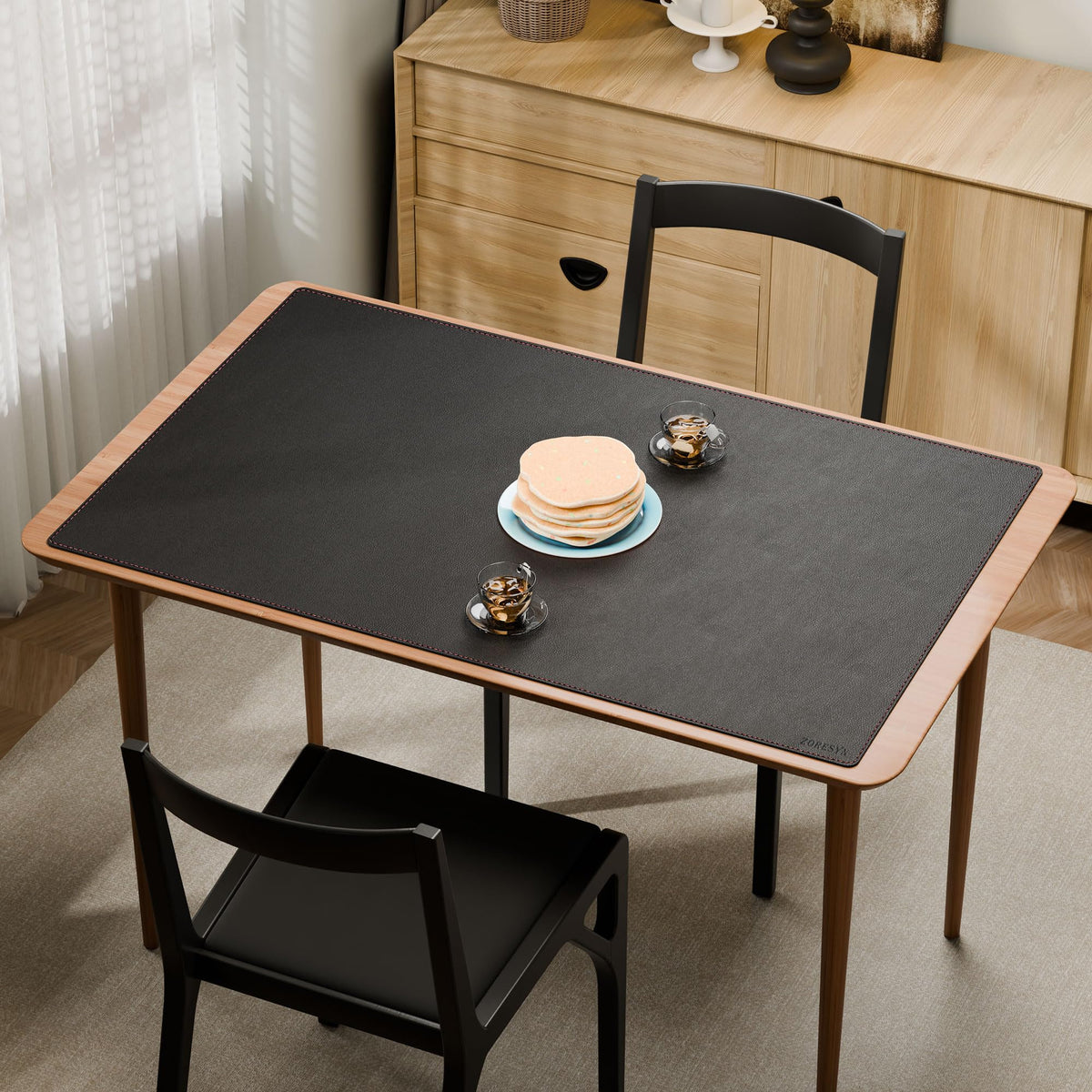ZORESYN PU Leather Desk Mat 43.3 x 27.6 Inch (Black)