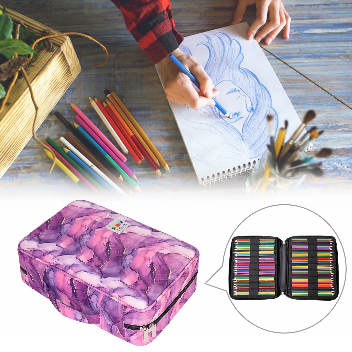 BOMKEE Large Capacity Pencil Case for Adults, 304 Slots Pen Case School Pencil Case Multi