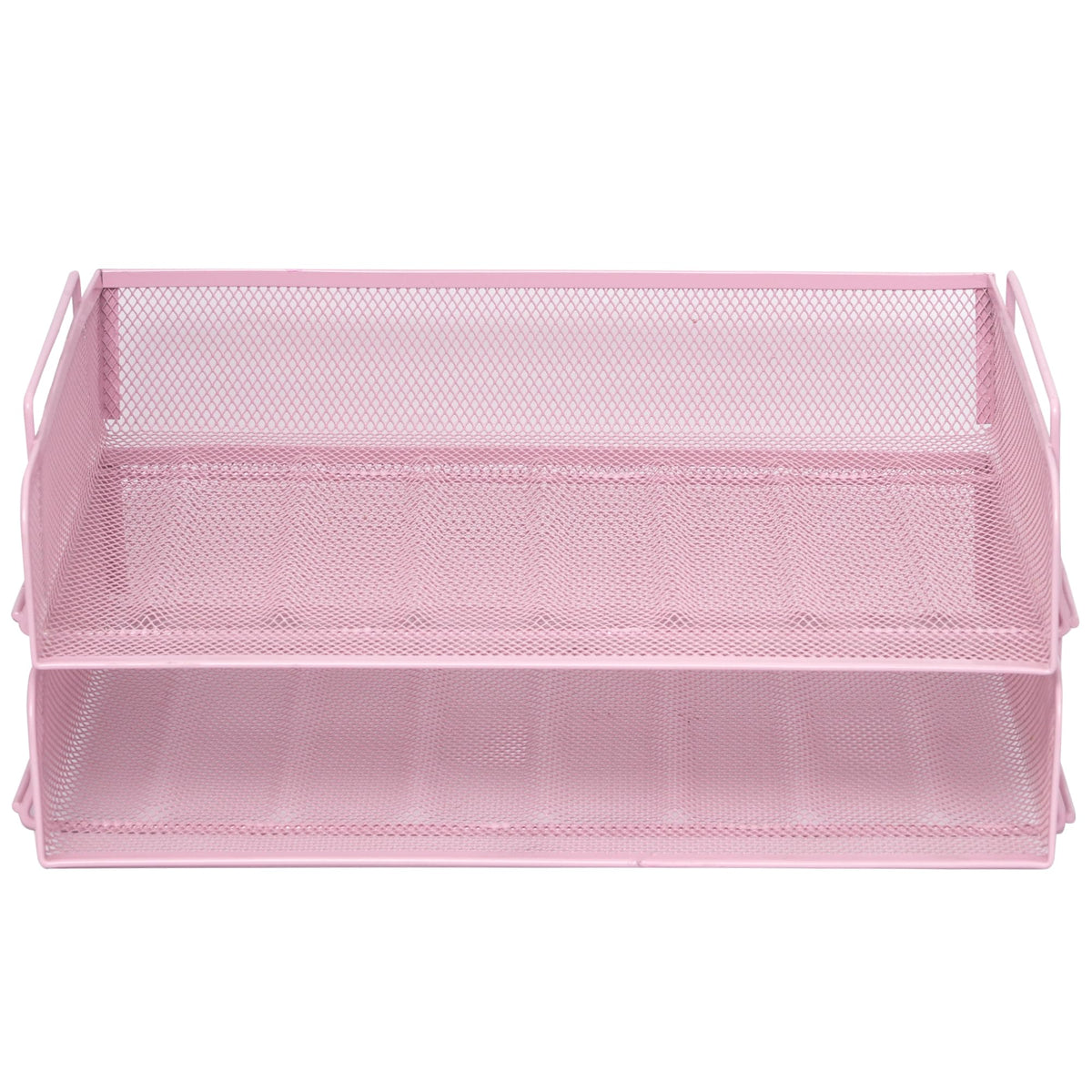 EASEPRES 2 Pack Stackable Desk Paper Tray, Metal Mesh Desktop Document Letter File Organizer for