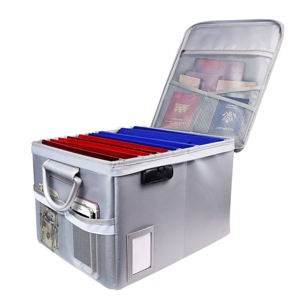TOMKID Fireproof File Cabinet with Lock, Fireproof Document Organizer Collapsible File Box Filing