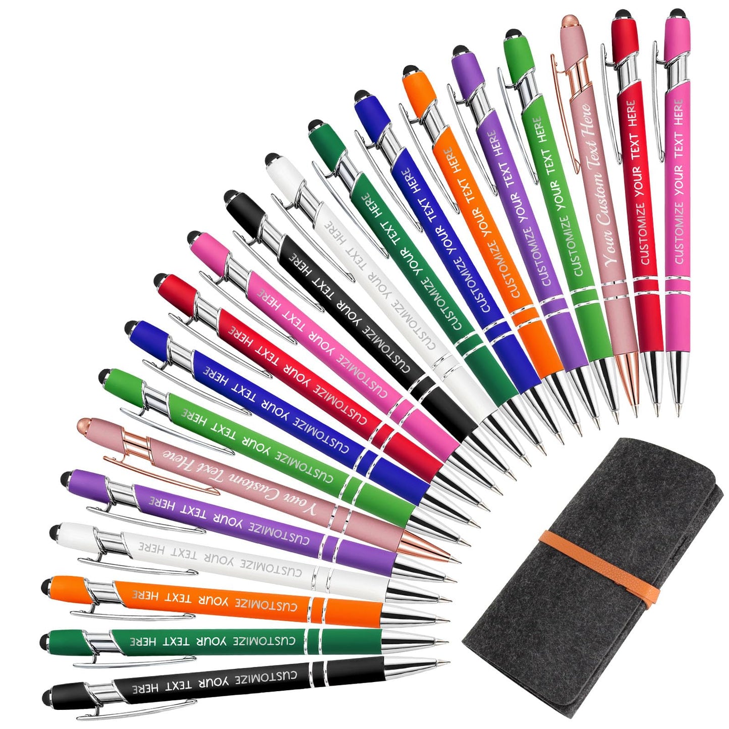 Yananka 24 Pcs Custom Pens With Stylus - Personalized With Free Engraving, Customized With Business
