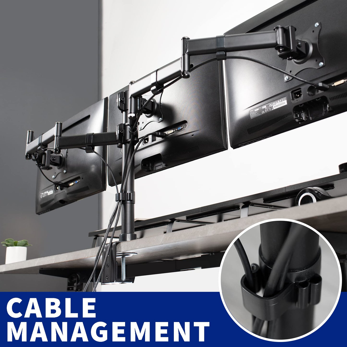 VIVO Triple Monitor Adjustable Heavy Duty Mount, Articulating Stand for 3 LCD Screens up to 24