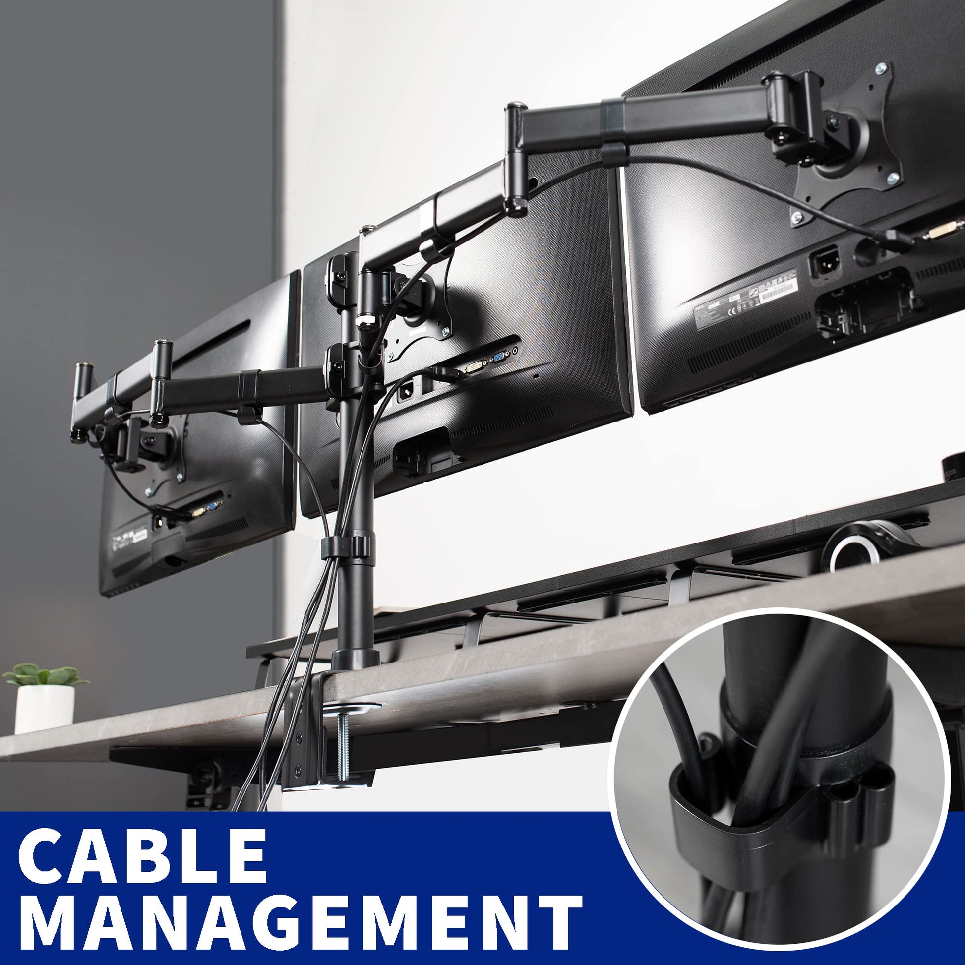 VIVO Triple Monitor Adjustable Heavy Duty Mount, Articulating Stand for 3 LCD Screens up to 24