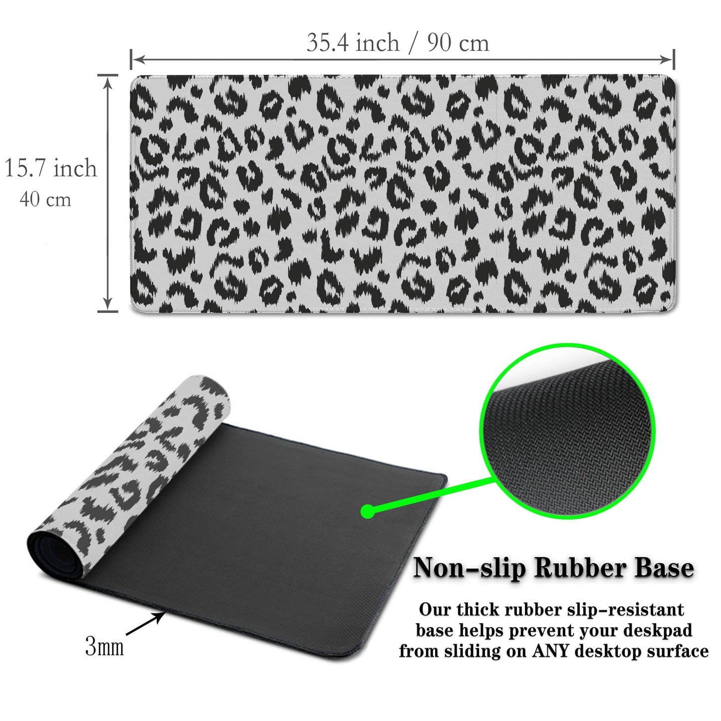 Samgula Large Gaming Mouse Pad - White and Black Desk Mats, Non-Slip Rubber Base 35.4 X 15.7 for