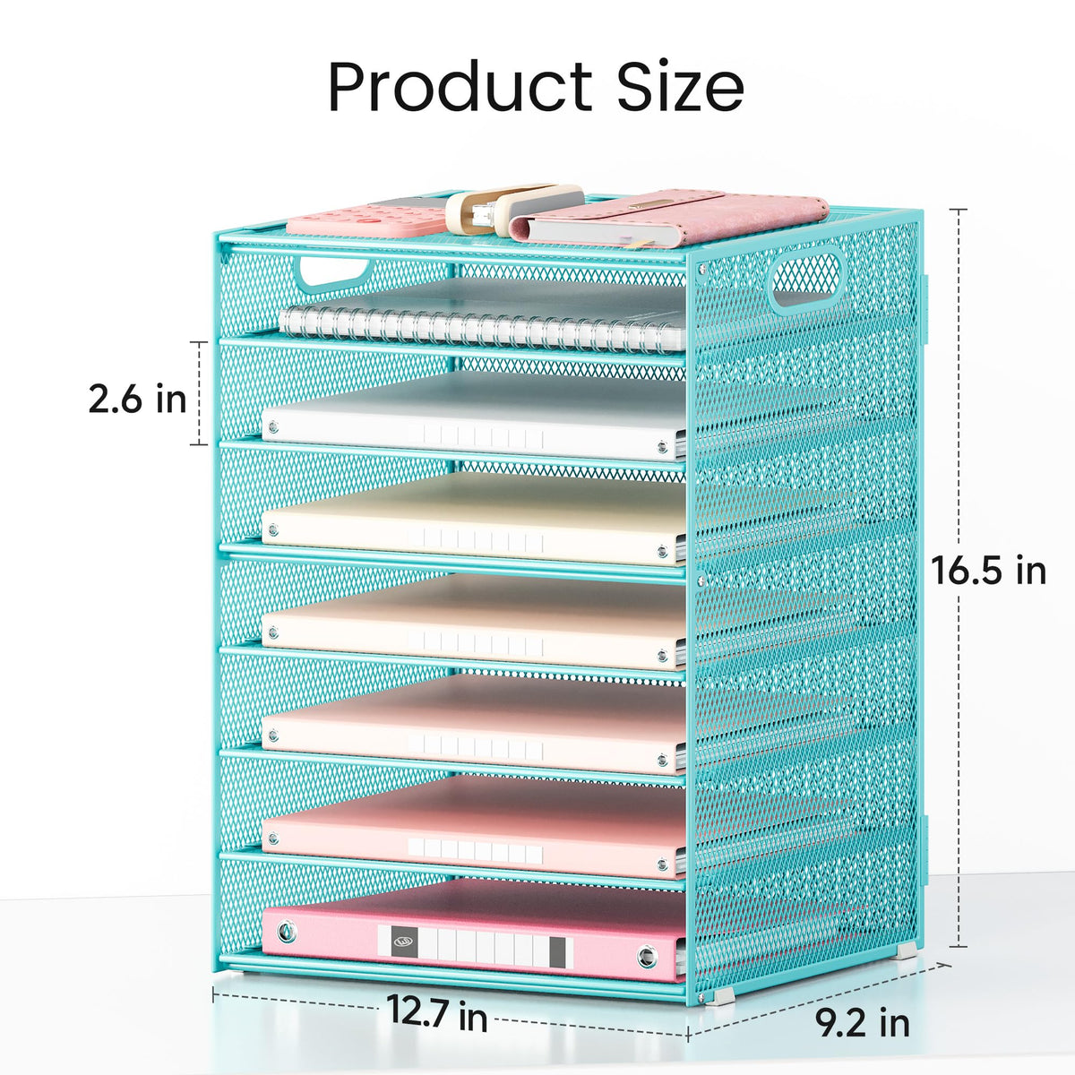 Lavatino 2 Pack 8-Tier Office Desk File Organizer, Letter Tray Paper Organizer with Handle