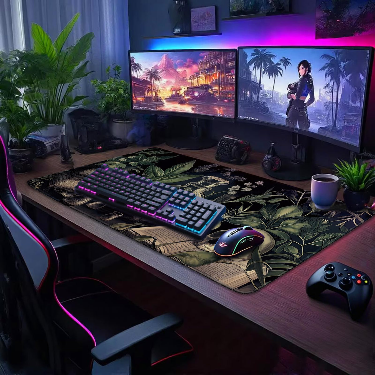 Mcapirivo Gothic Dark Botanical Large Gaming Mouse Pad Desk Mat 31.5"x15.7"