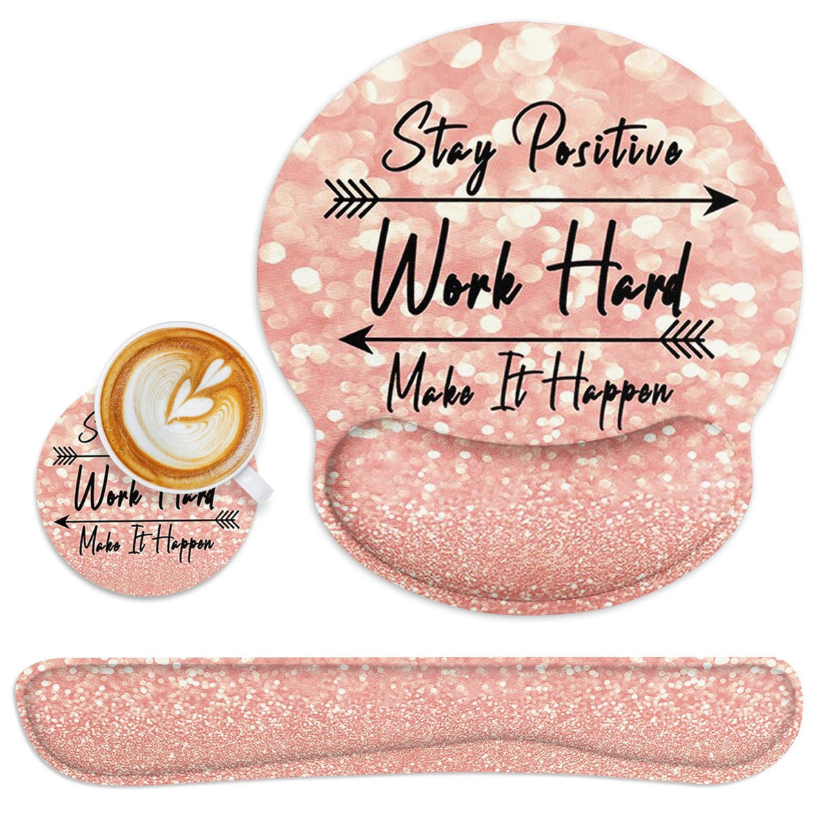 Britimes Ergonomic Mouse Pad Set with Wrist Rest, Rose Pink Gold