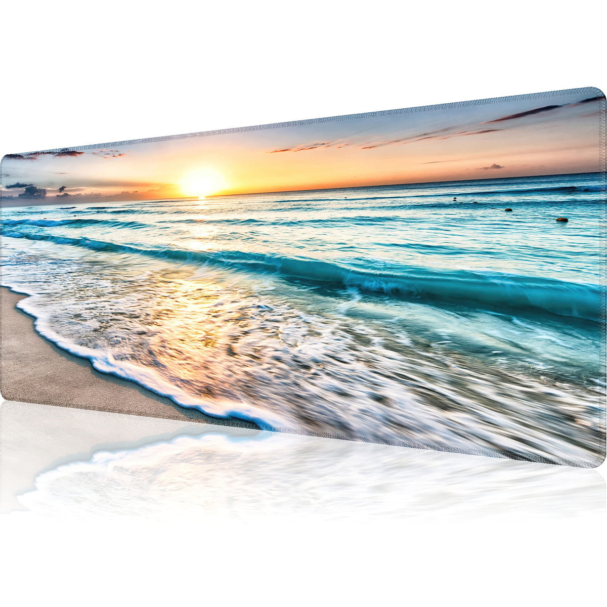 PTPLMM Sunrise Beach Wave Gaming Mouse Pad Large Desk Mat, 31.5x11.8in, XL
