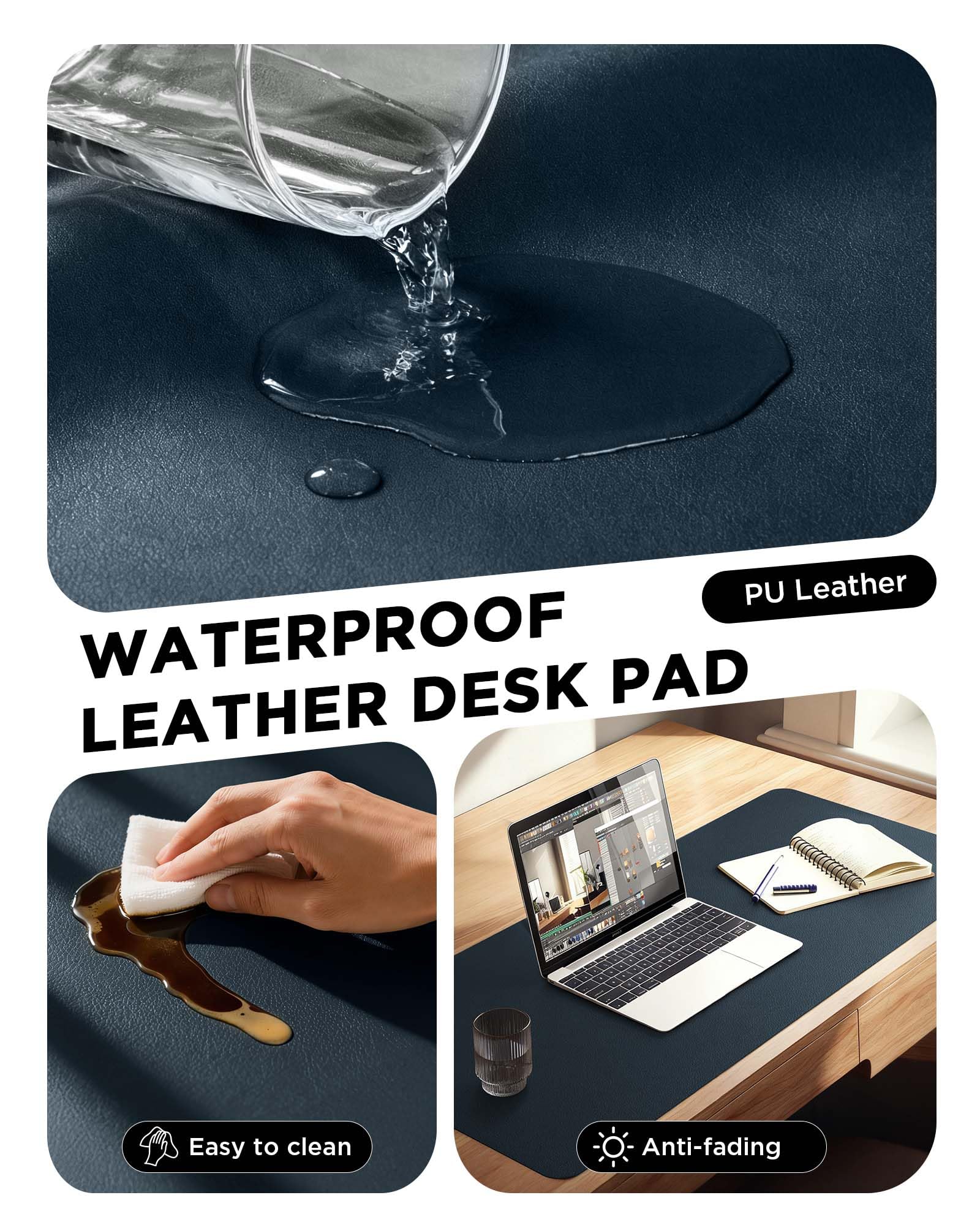 YSAGi 55" x 24" Large PU Leather Desk Mat for Keyboard and Mouse - Waterproof Non-Slip Desk Pad