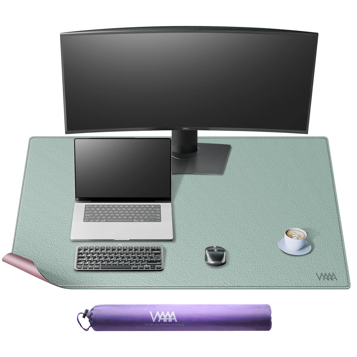 Vyaaa PU Leather Desk Mat, 39.4“ x 23.6” XXL Leather Desk Pad, Waterproof Extra Large Desk Mat