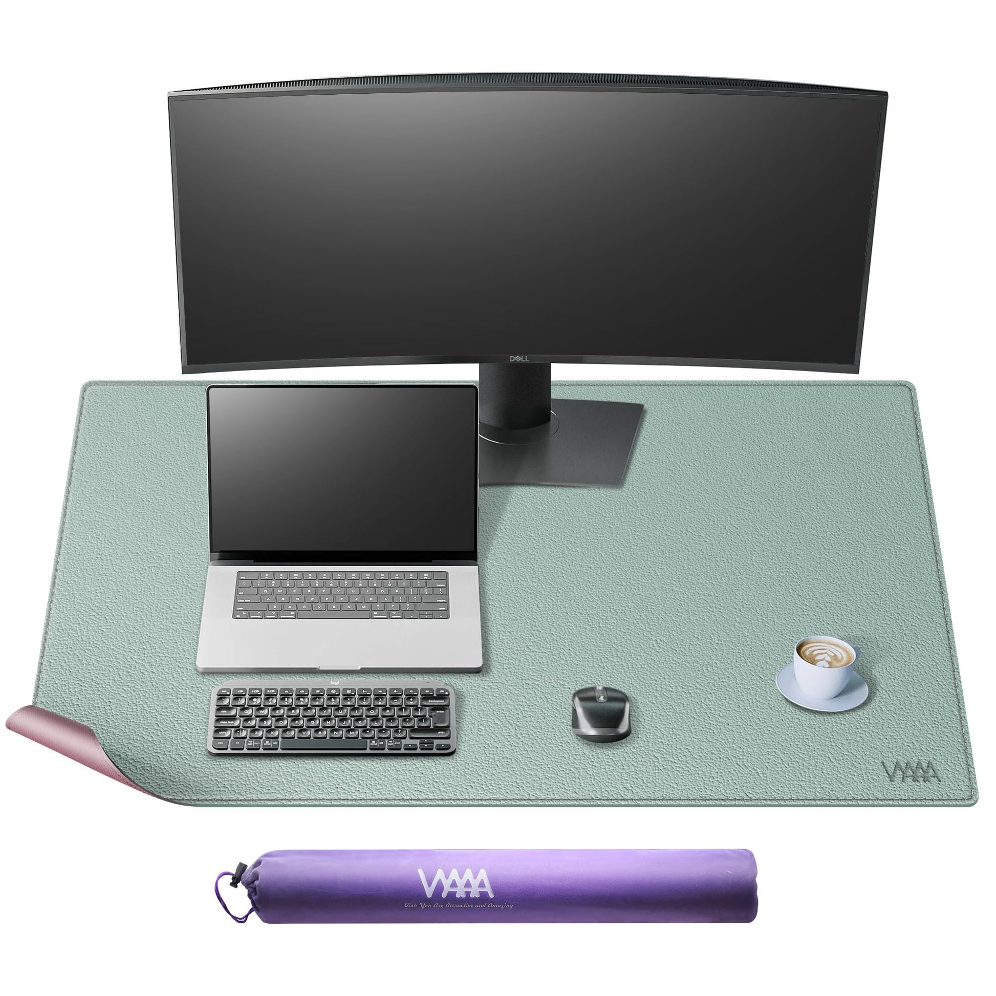 Vyaaa PU Leather Desk Mat, 39.4“ x 23.6” XXL Leather Desk Pad, Waterproof Extra Large Desk Mat