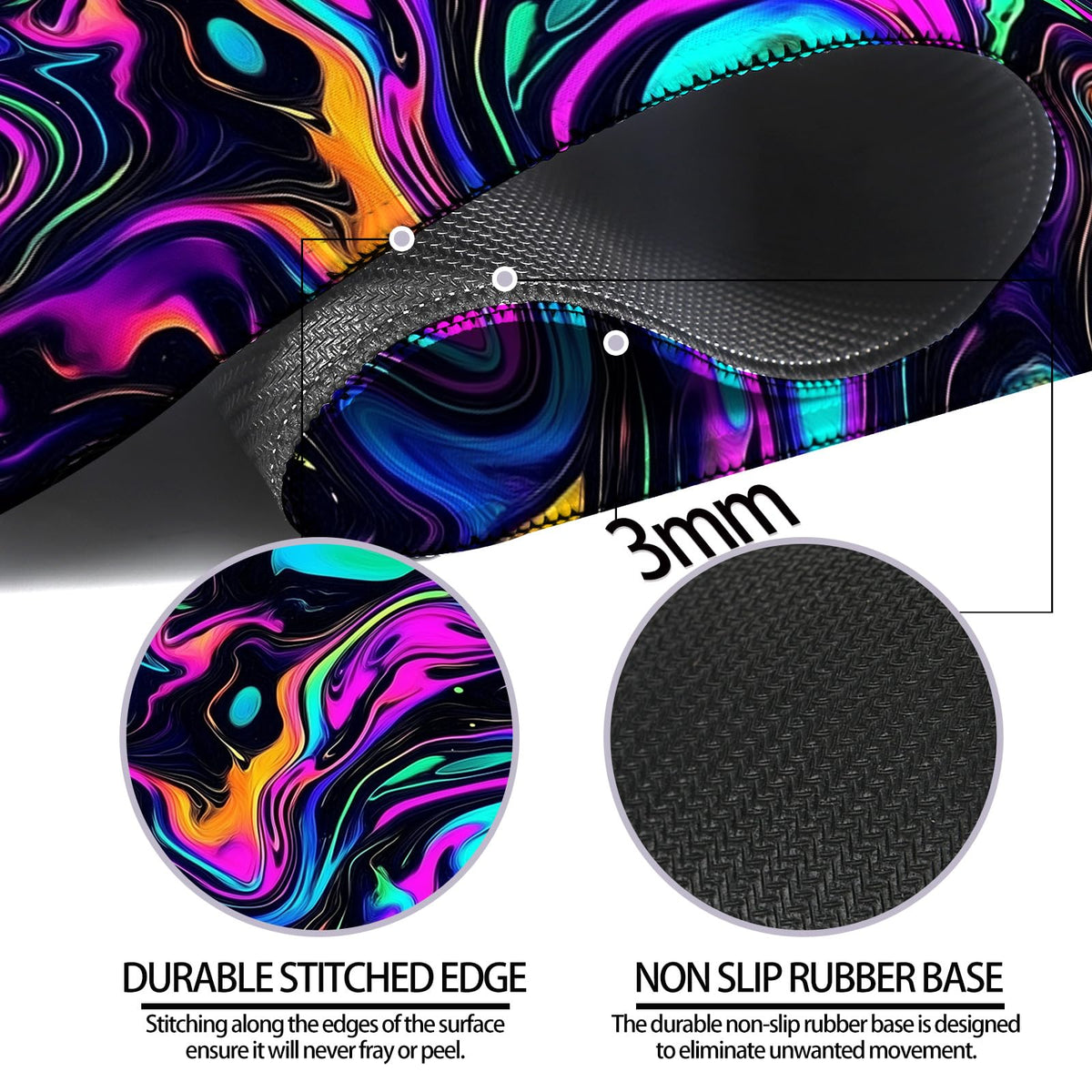 JIANG100 Abstract Fluid Marble Swirl Gaming Desk Mat, Extended Mouse Pad