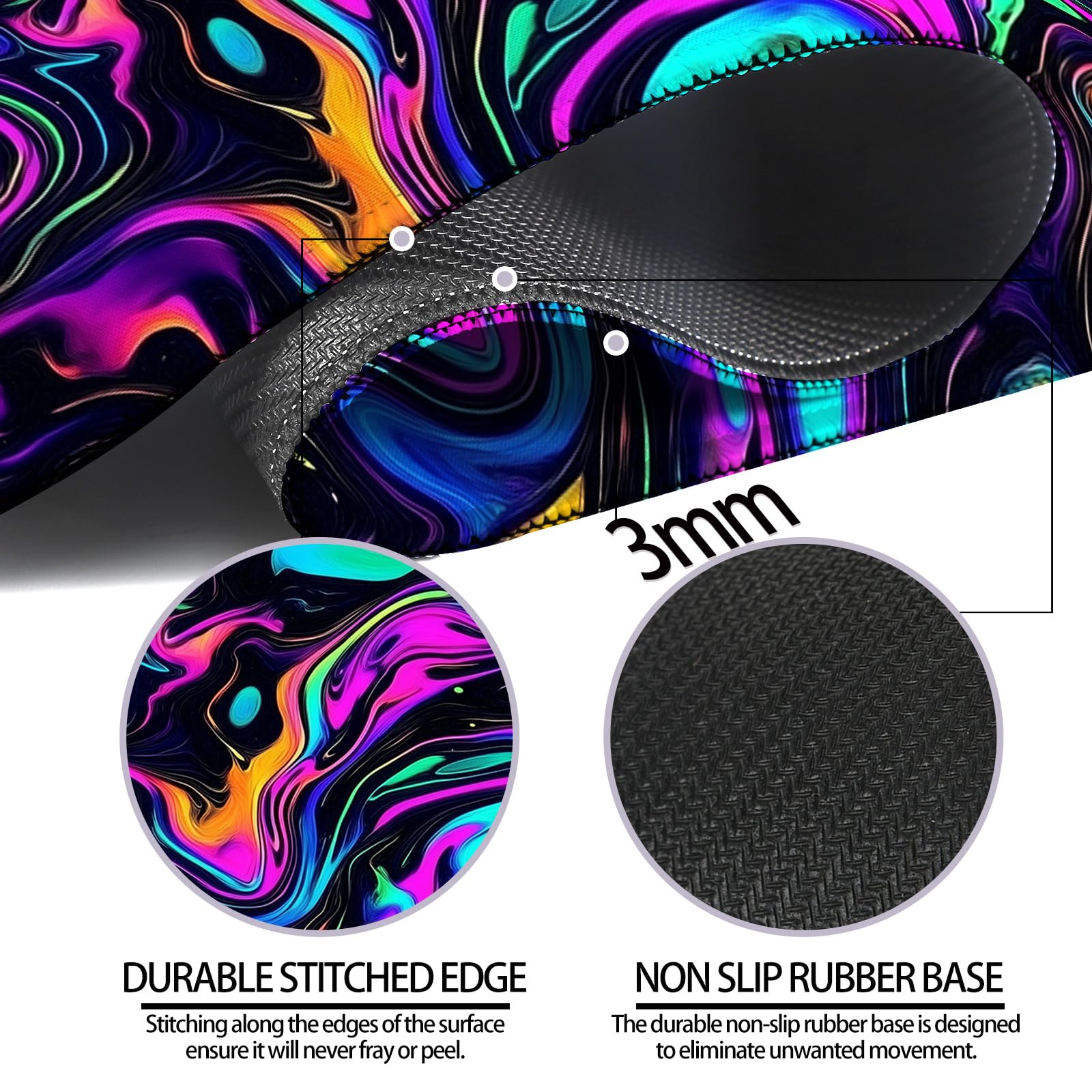 JIANG100 Abstract Fluid Marble Swirl Gaming Desk Mat, Extended Mouse Pad
