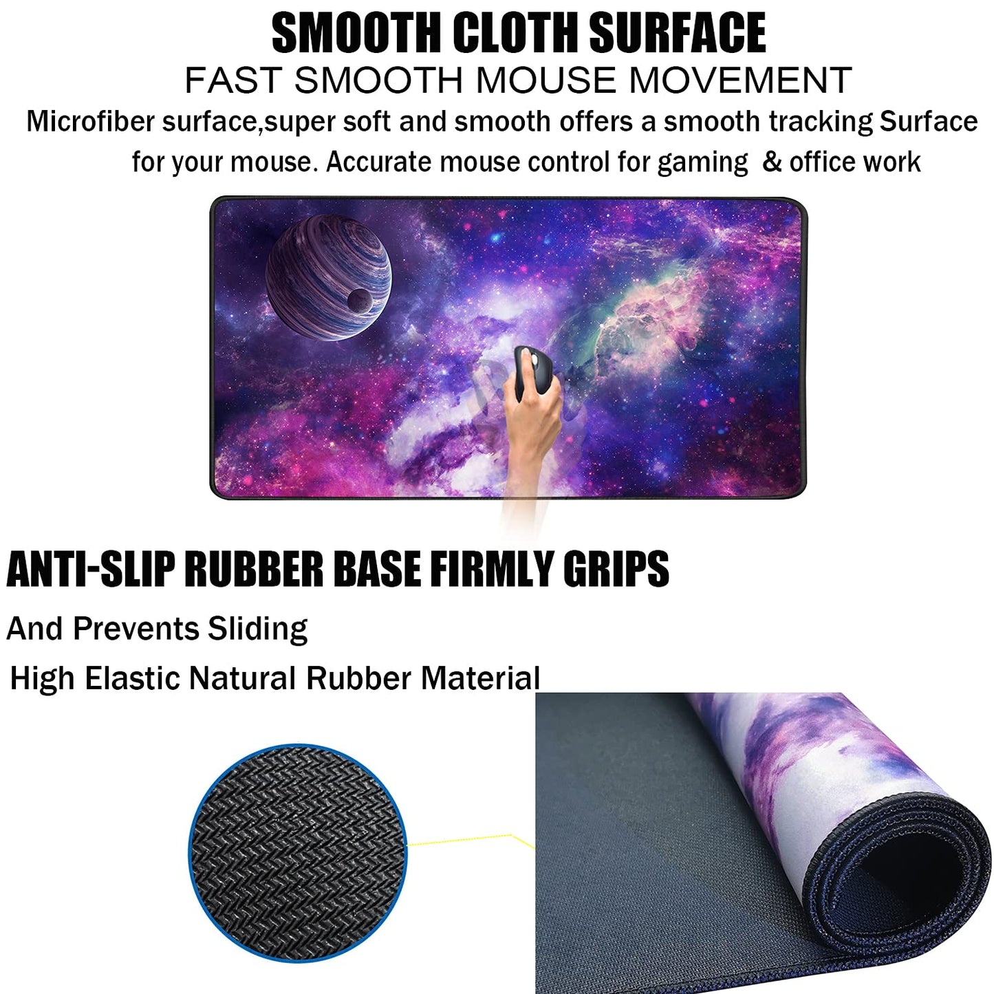TEDNETGO Large Extended Gaming Mouse Pad, Long Mouse Pads, Extra Large Big Mouse Pad with Stitched
