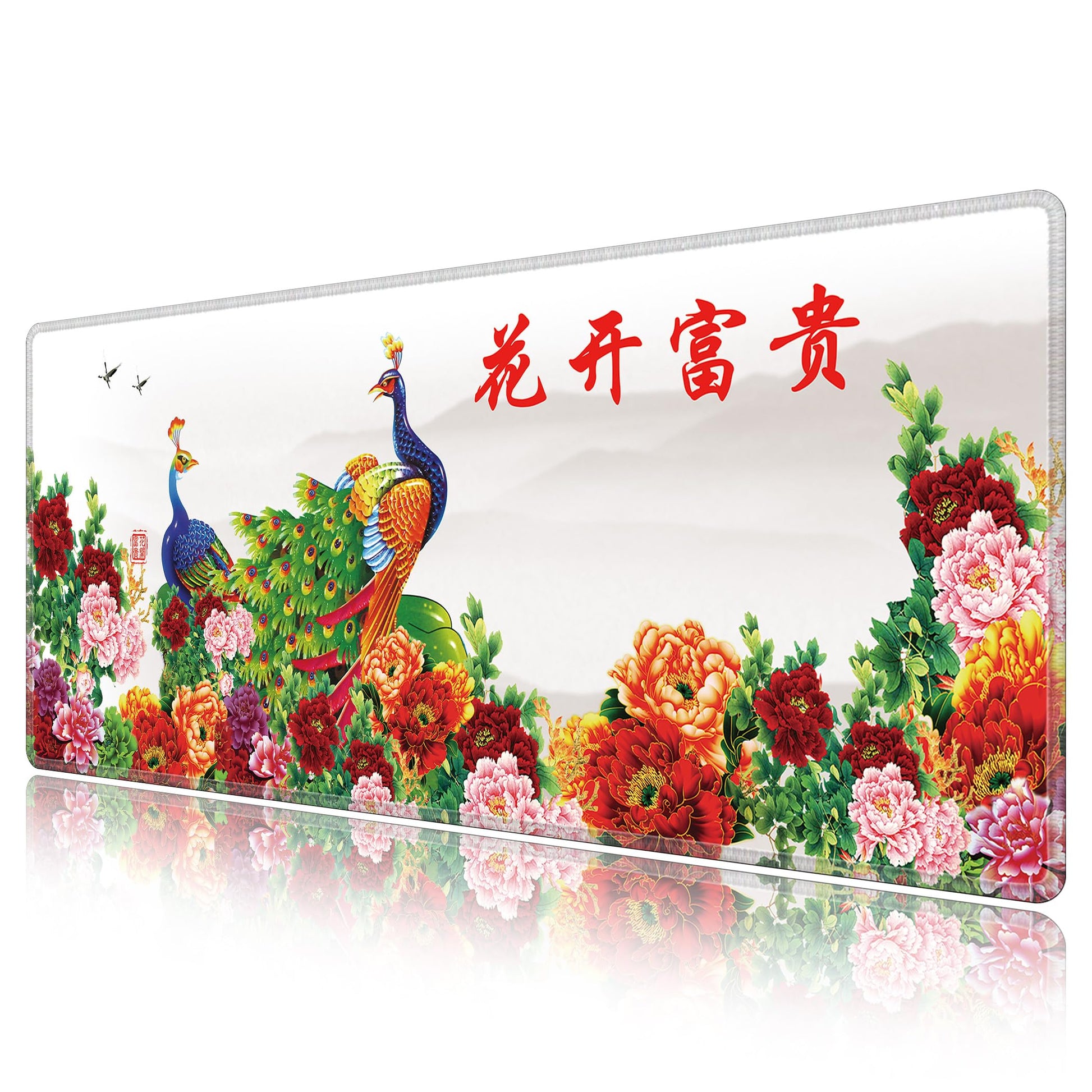 LL-COEUR XXL Landscape Gaming Mouse Pad Computer Keyboard Mat Office Desk Pad (Peacock, 35.4" x