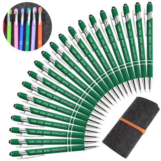 Yananka 24 Pcs Custom Pens with Stylus,Personalized Pens with Free Engraving,Customized Pens with