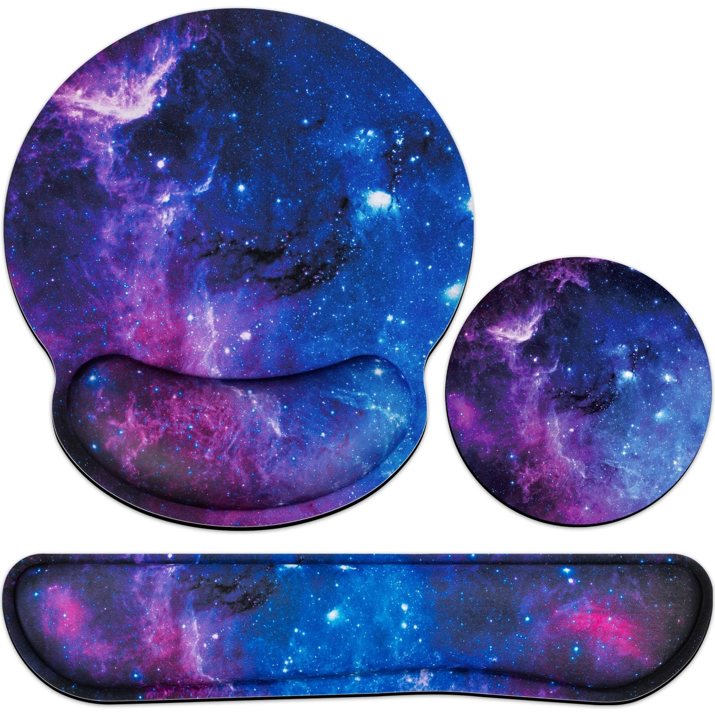 Desk Pad Galaxy, Mouse Pad with Wrist Rest, 3-in-1 Wrist Support Mousepad