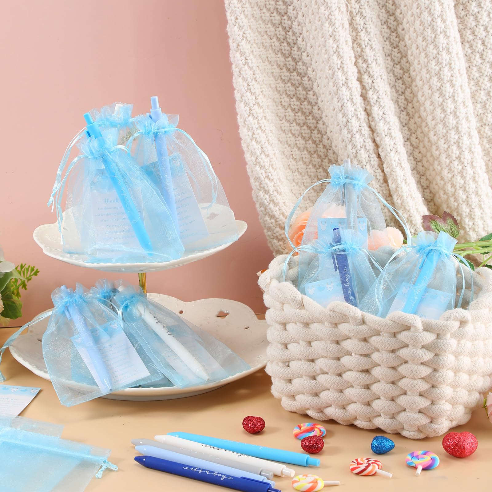 Chuangdi 50 Pack It's a Boy Party Baby Shower Pens Favors for Guests, Blue Gender Reveal Party