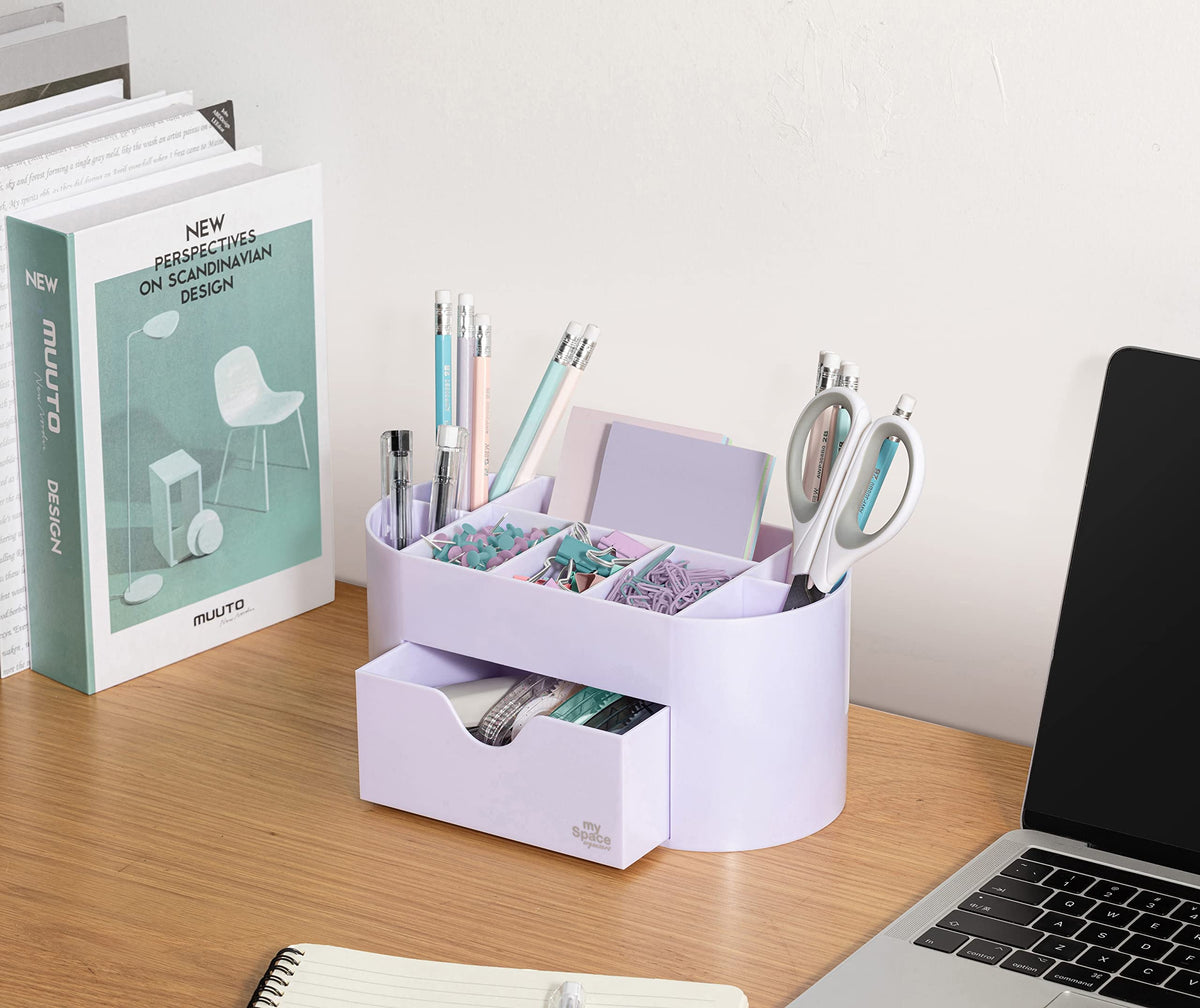 My Space Organizers Lavender Desk Organizer for Office Supplies and Desk Accessories - Pen Holder