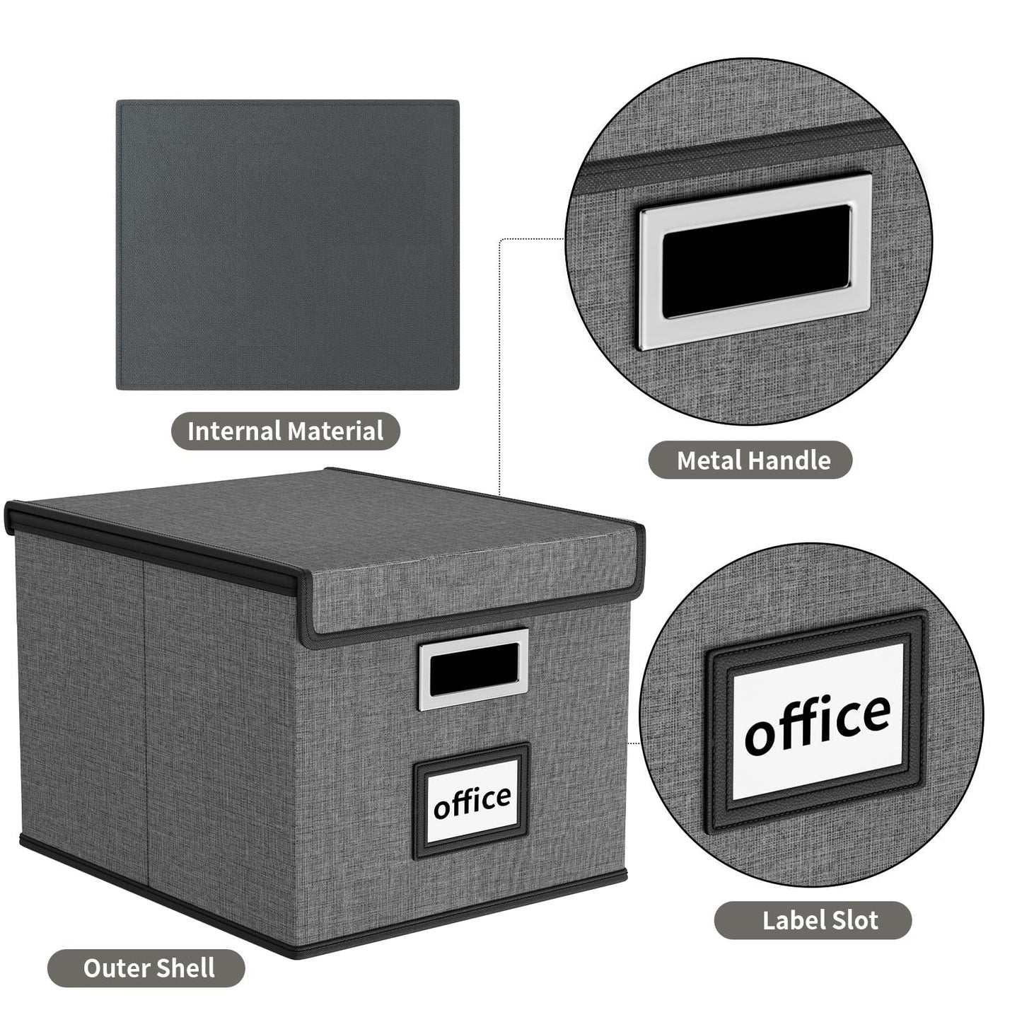Huolewa File Organizer Box with Lids, Collapsible File Folder Organizer