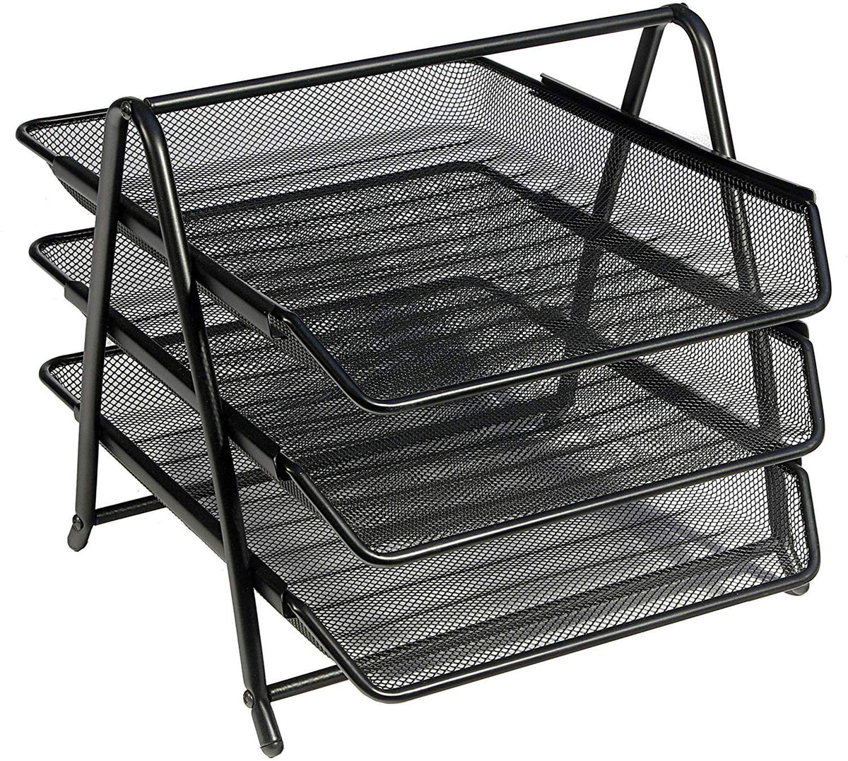 OSCO Black Wiremesh Three Tier Letter Tray | Document Storage | A4 Filing | Paper Organiser |