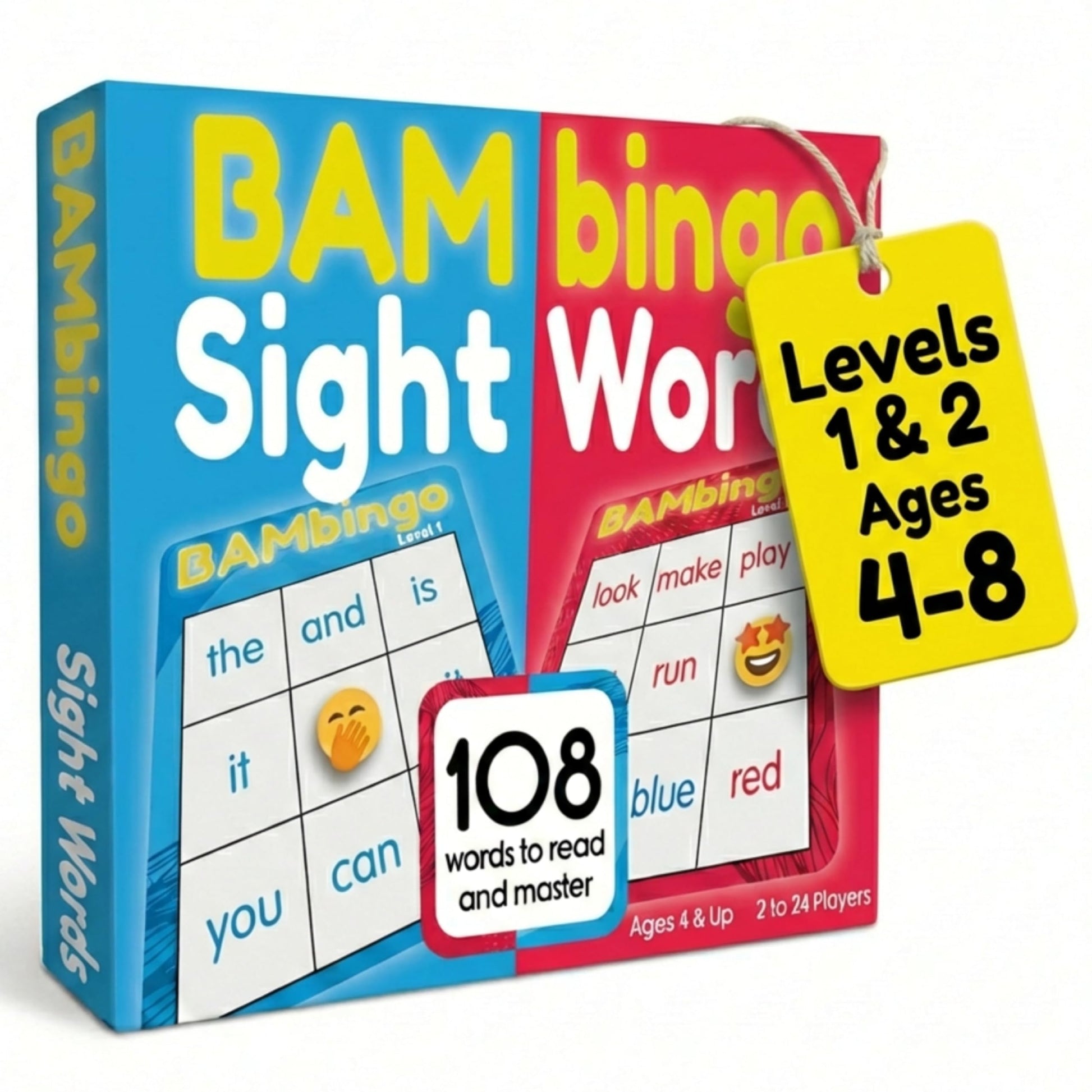 Sight Word Bingo Game Level 1 and 2 - Educational Games for Kids - Learn to Read Vocabulary for